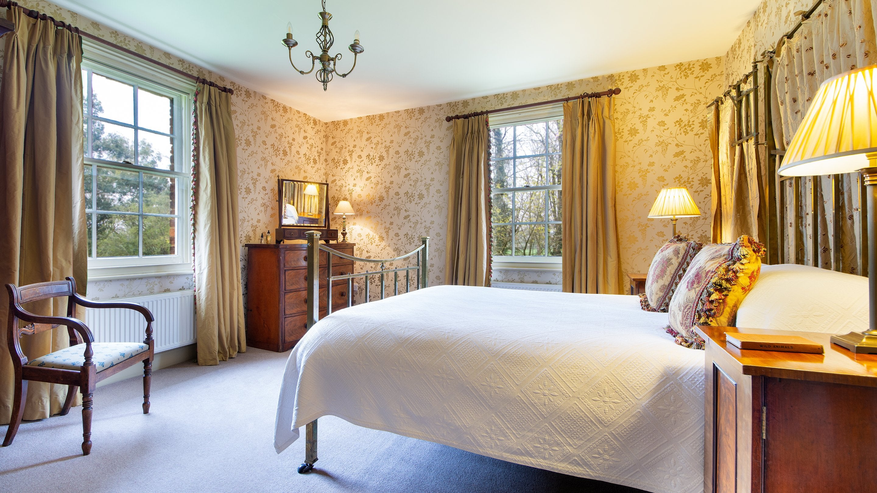 One of the double bedrooms at Gunby Old Rectory, Lincolnshire
