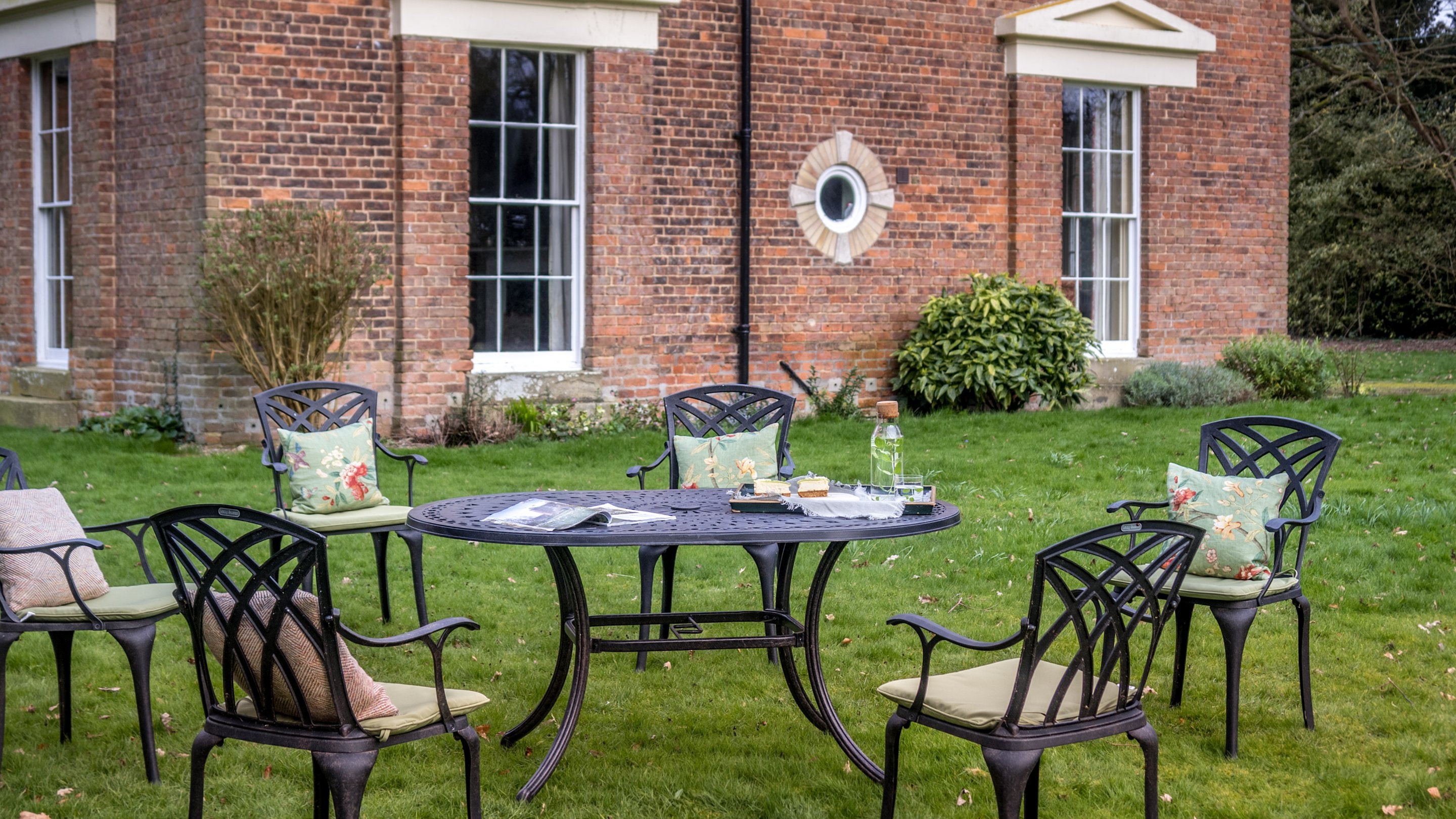 The table and chairs in the garden at Gunby Old Rectory, Lincolnshire