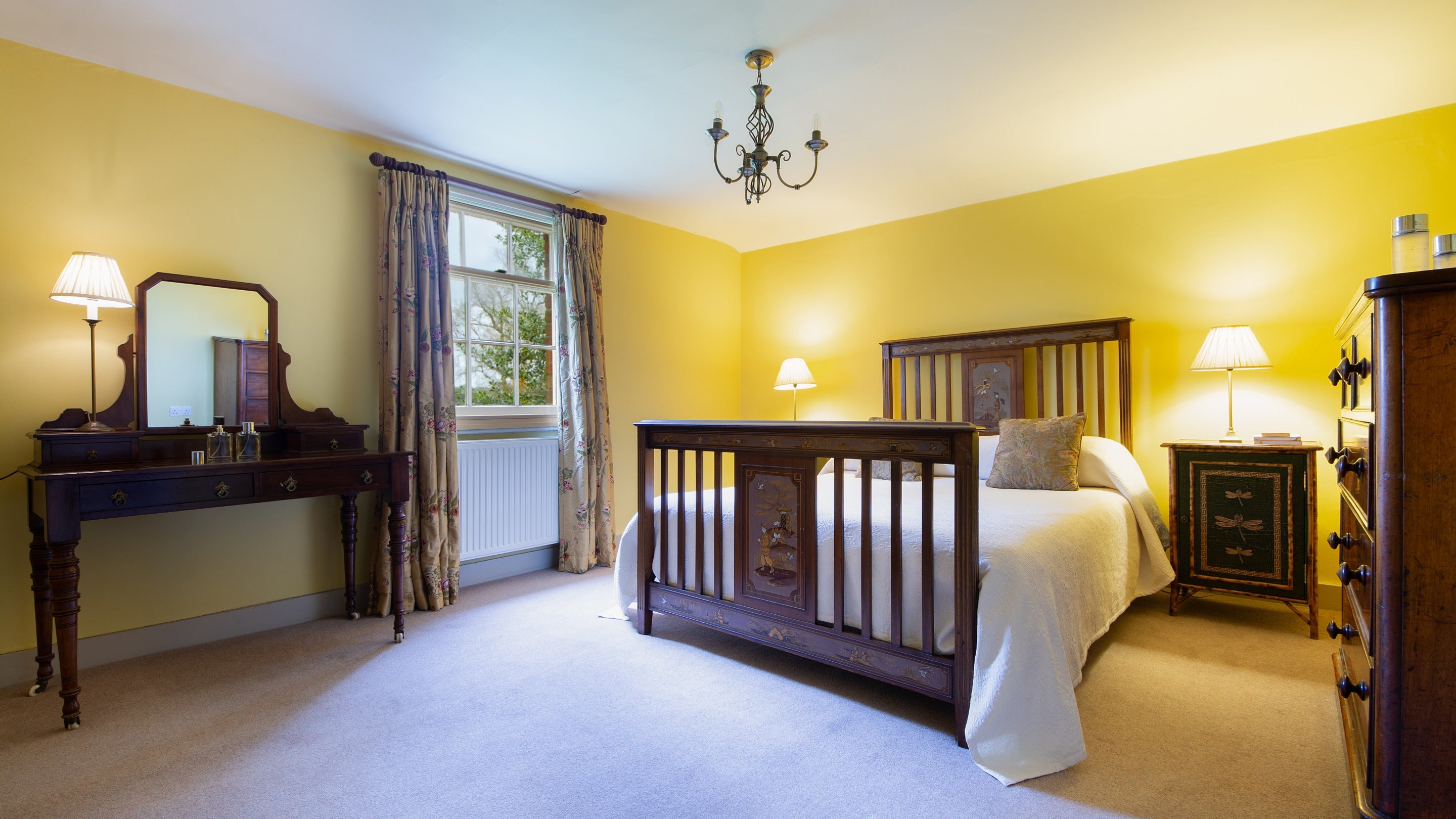 One of the double bedrooms at Gunby Old Rectory, Lincolnshire