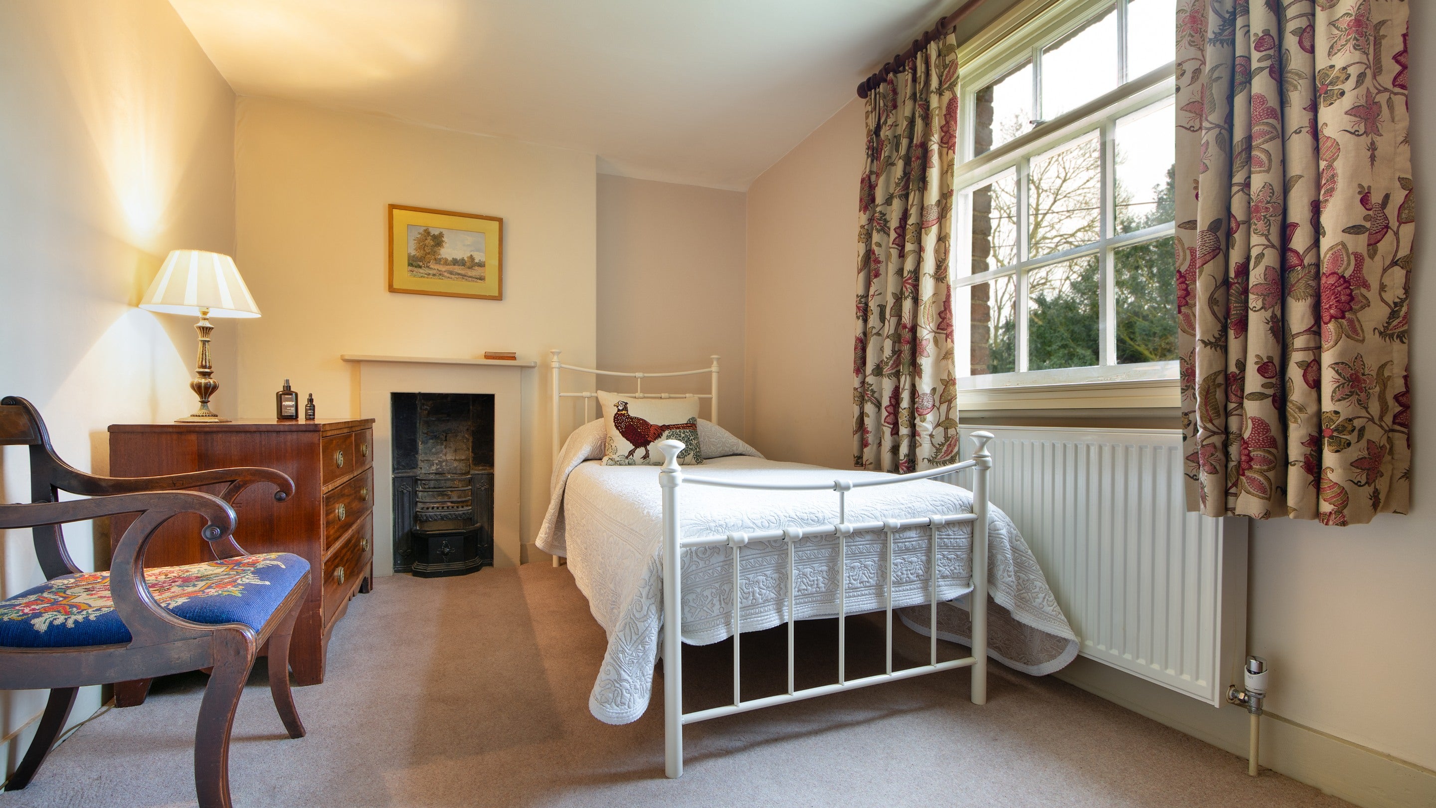 The single bedroom at Gunby Old Rectory, Lincolnshire
