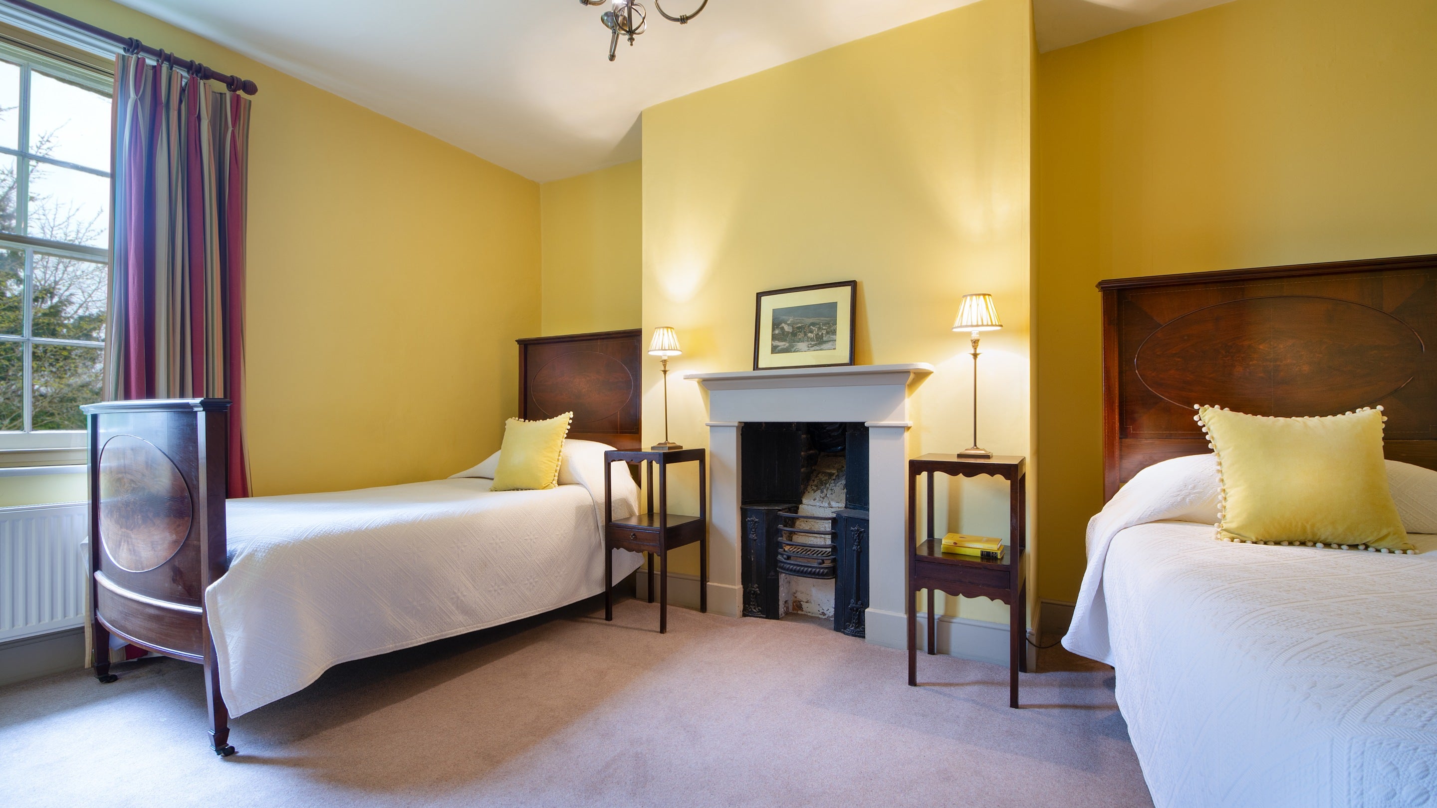 One of the twin bedrooms at Gunby Old Rectory, Lincolnshire