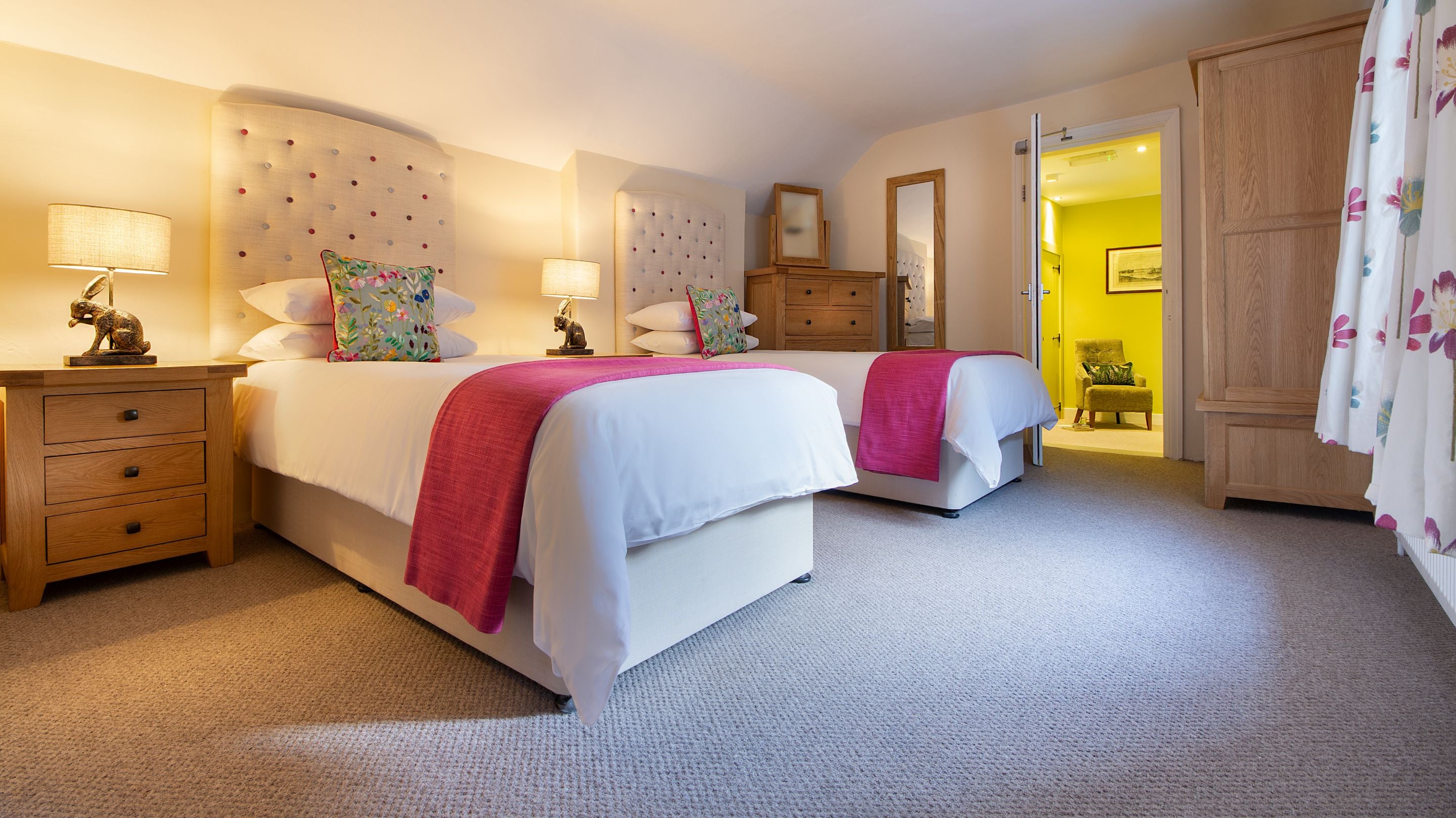 The twin bedroom at Kitchen Garden Cottage, Nottinghamshire