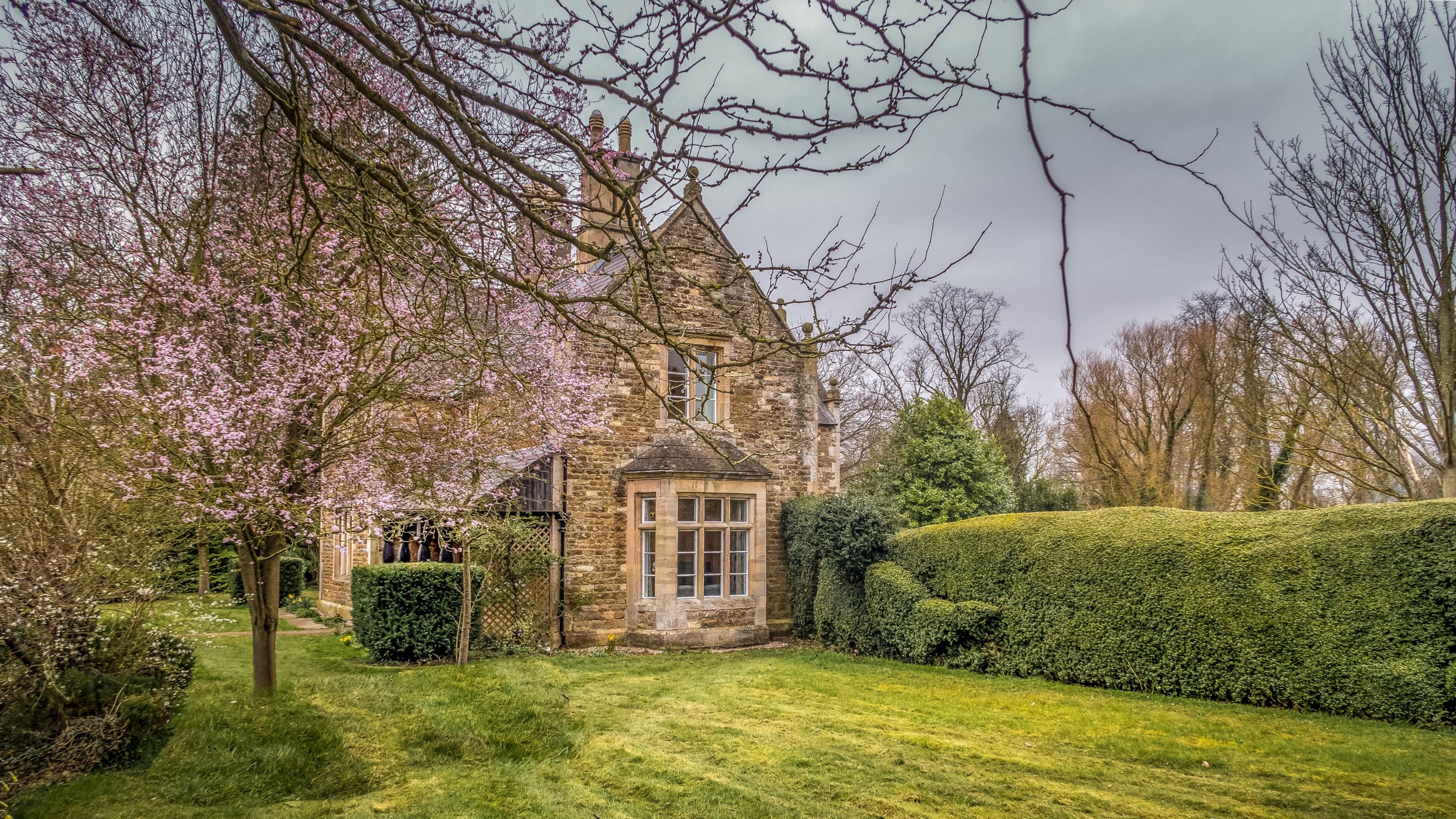 The garden with spring blossom at No. 1 Belton, Lincolnshire