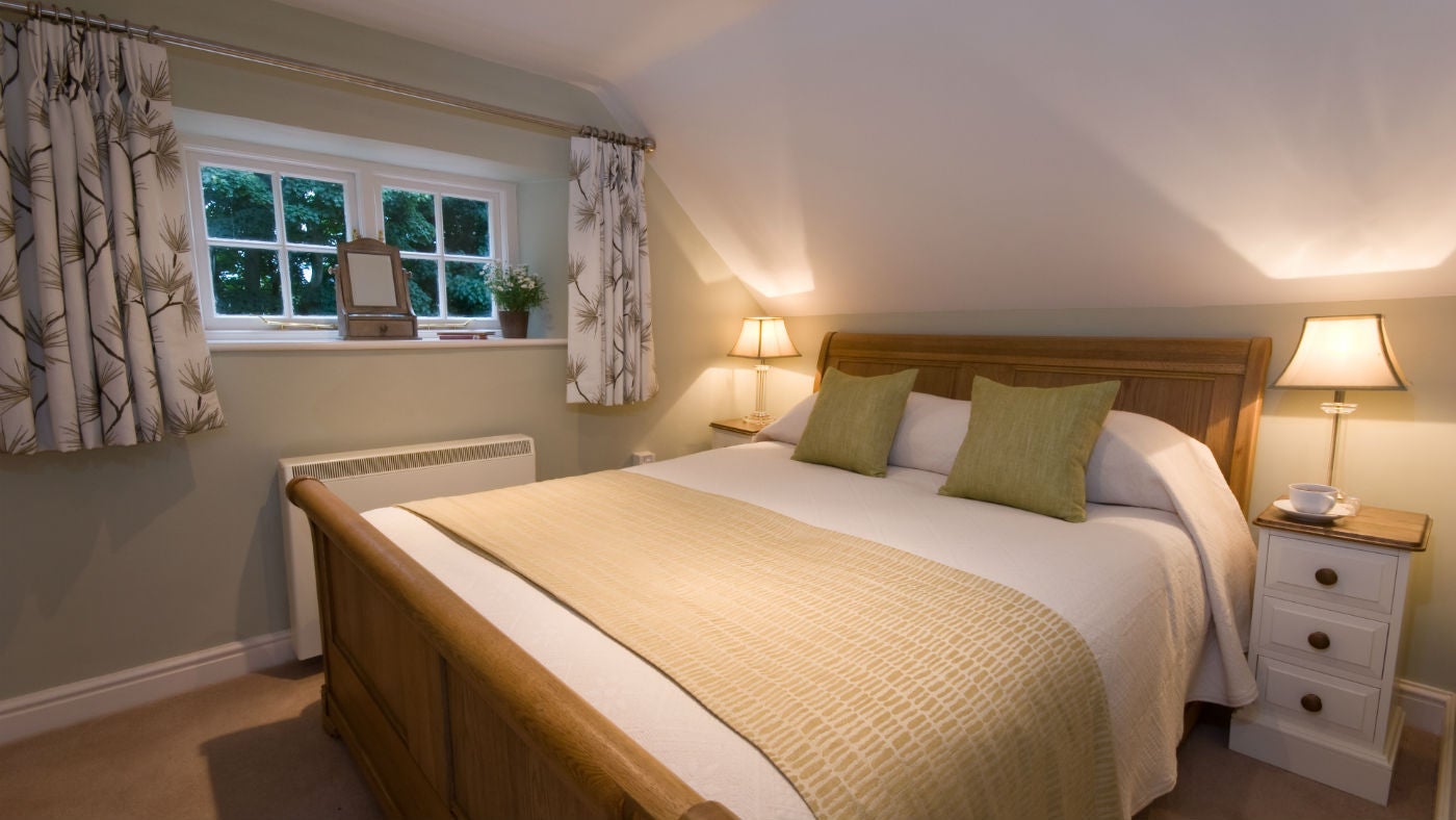 The double bedroom at Orchard Cottage, Gunby Hall, nr Skegness, Lincolnshire