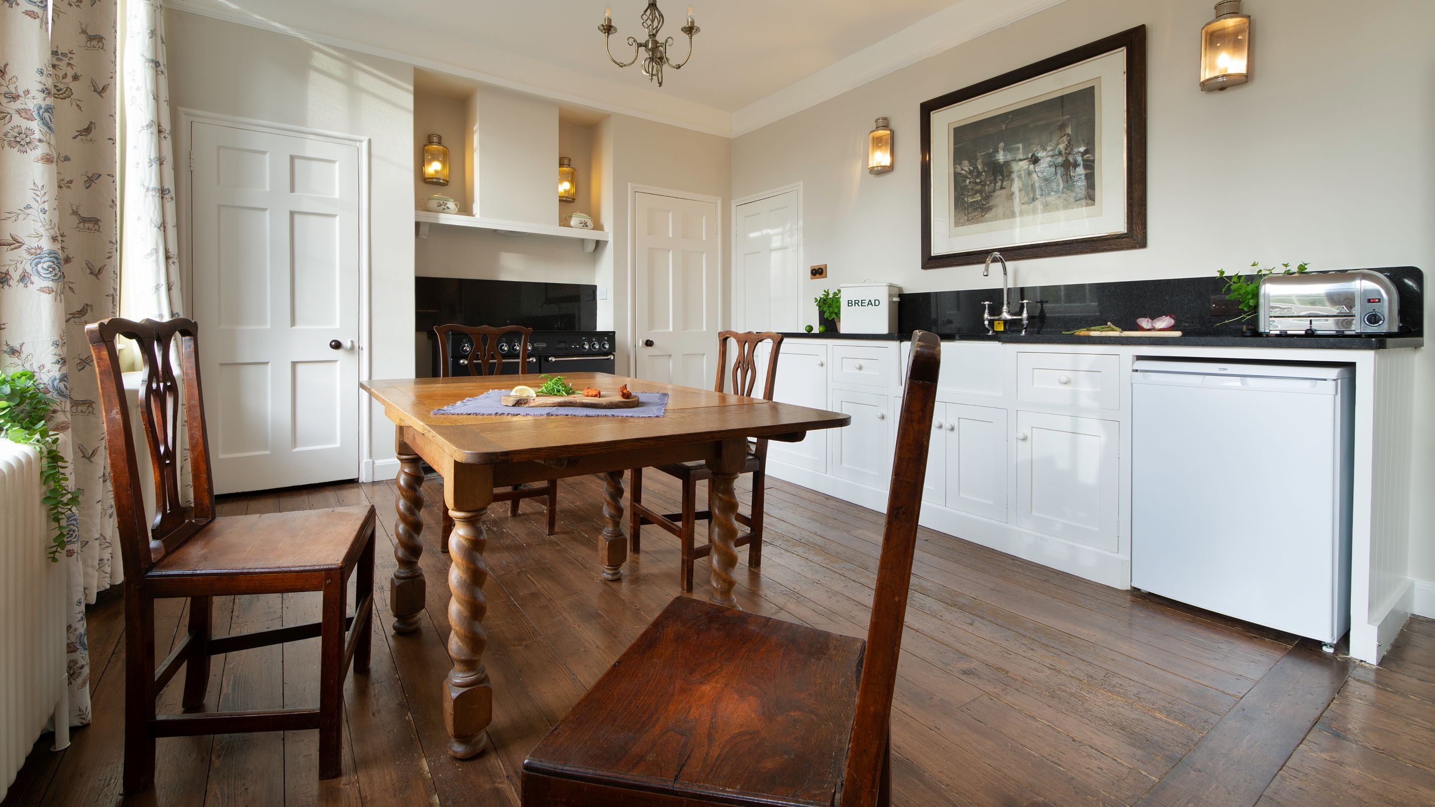 The open-plan kitchen, dining and sitting room at Bog Cottage, Oxfordshire
