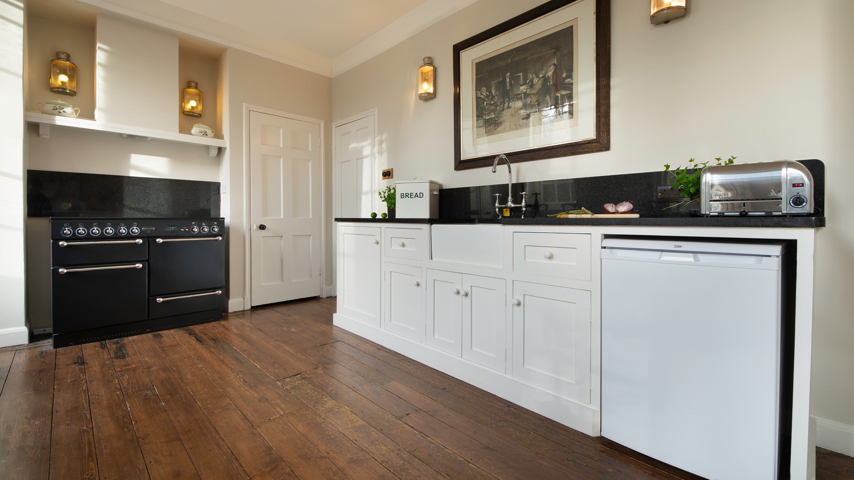 The open-plan kitchen, dining and sitting room at Bog Cottage, Oxfordshire