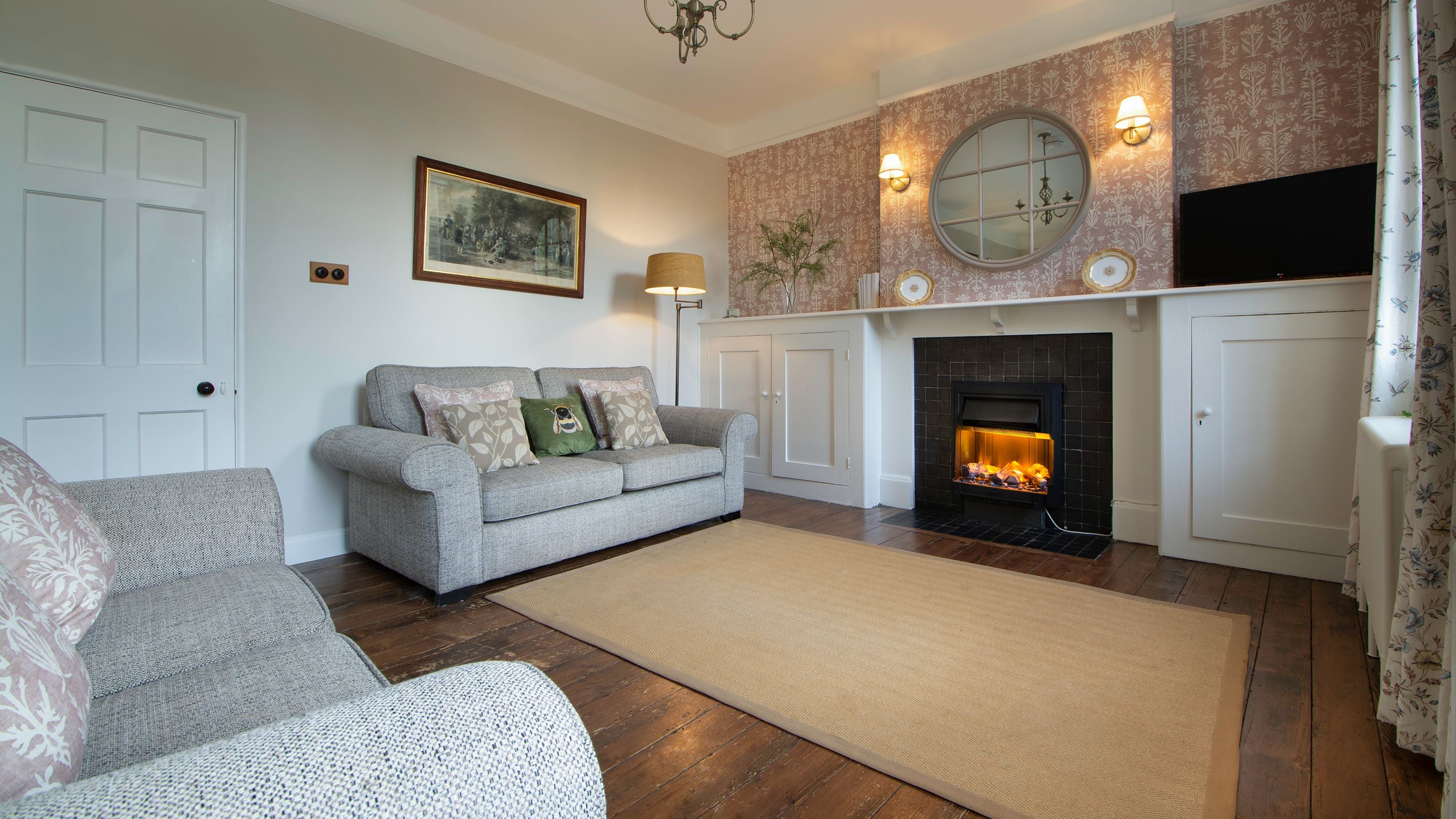 The open-plan kitchen, dining and sitting room at Bog Cottage, Oxfordshire