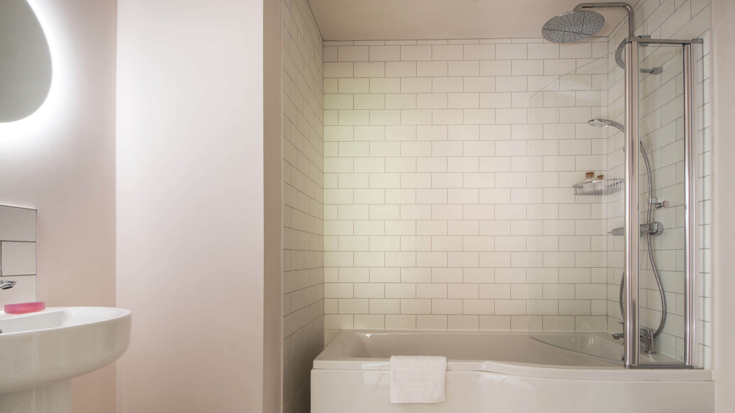 The double bedroom ensuite at Gorsey Bank Barn, Derbyshire