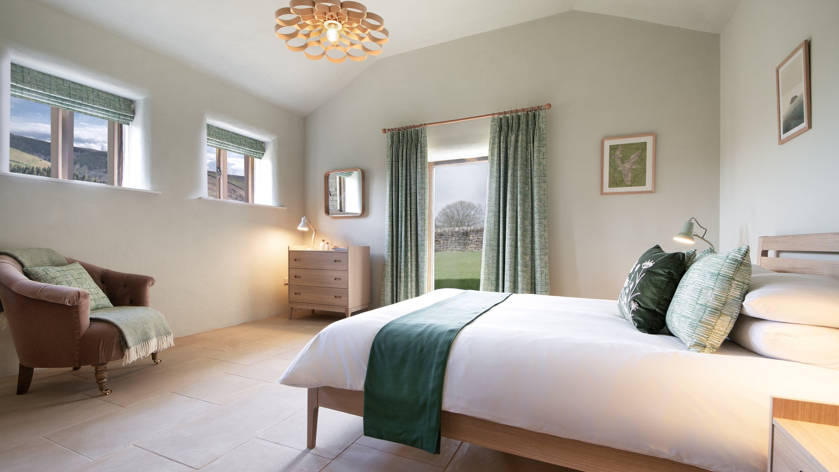 The ground floor double bedroom at Gorsey Bank Barn, Derbyshire