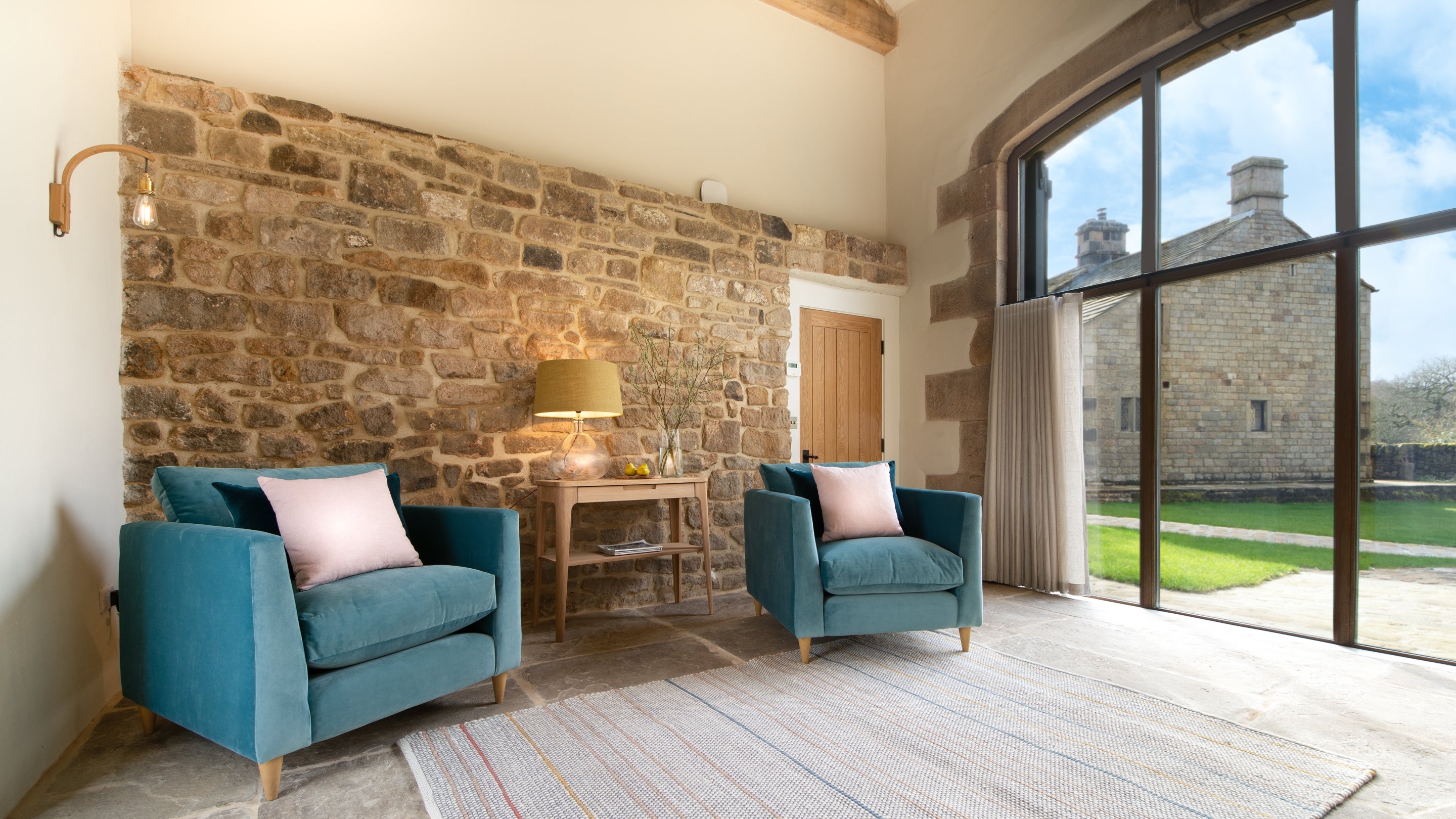 The sitting room at Gorsey Bank Barn, Derbyshire
