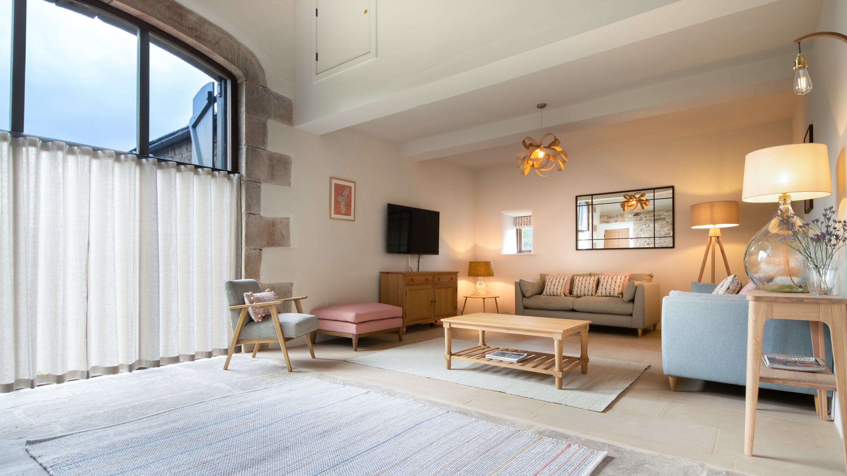 The sitting room at Gorsey Bank Barn, Derbyshire