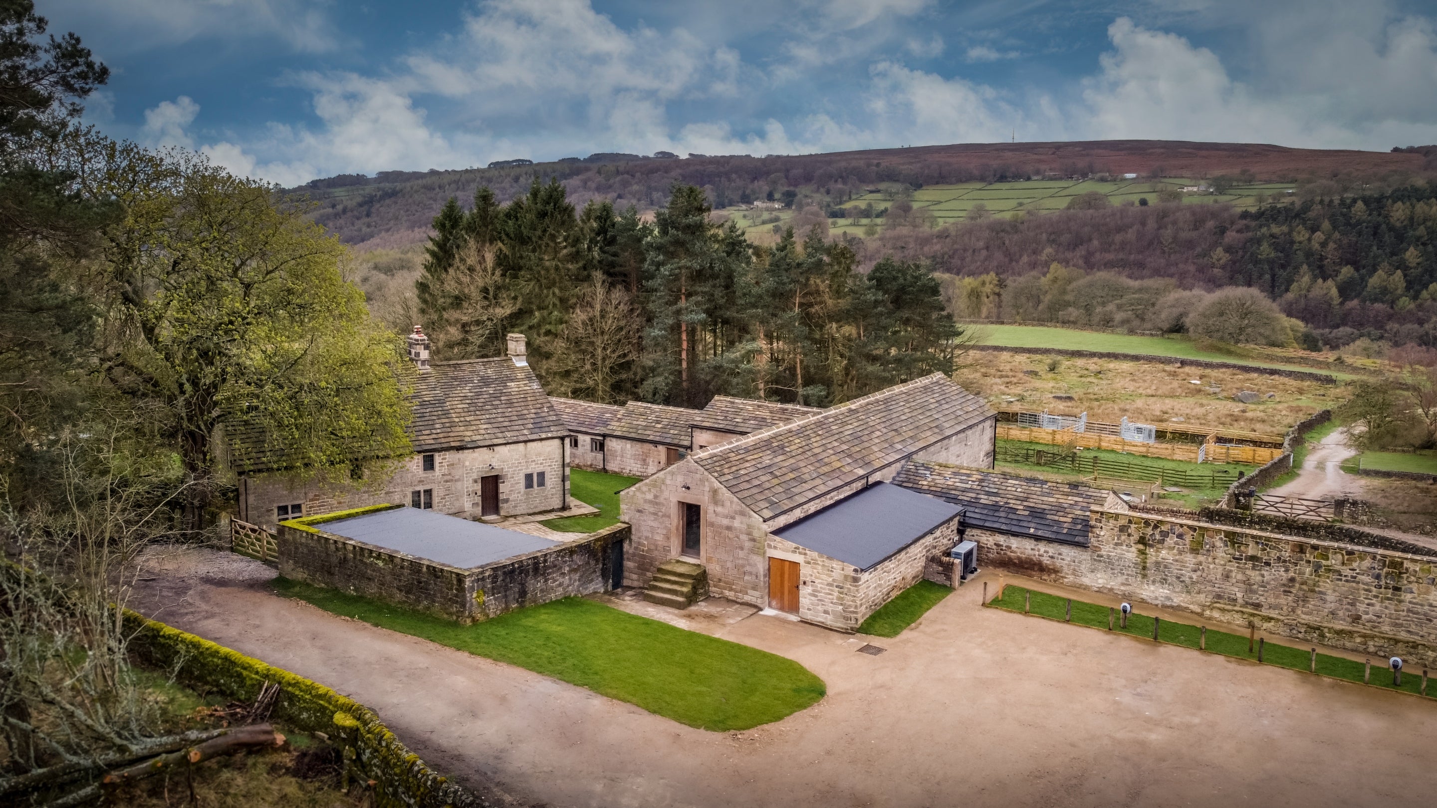 The exterior of Wilson Farmhouse, Millstone Barn and Gorsey Bank Barn, Derbyshire