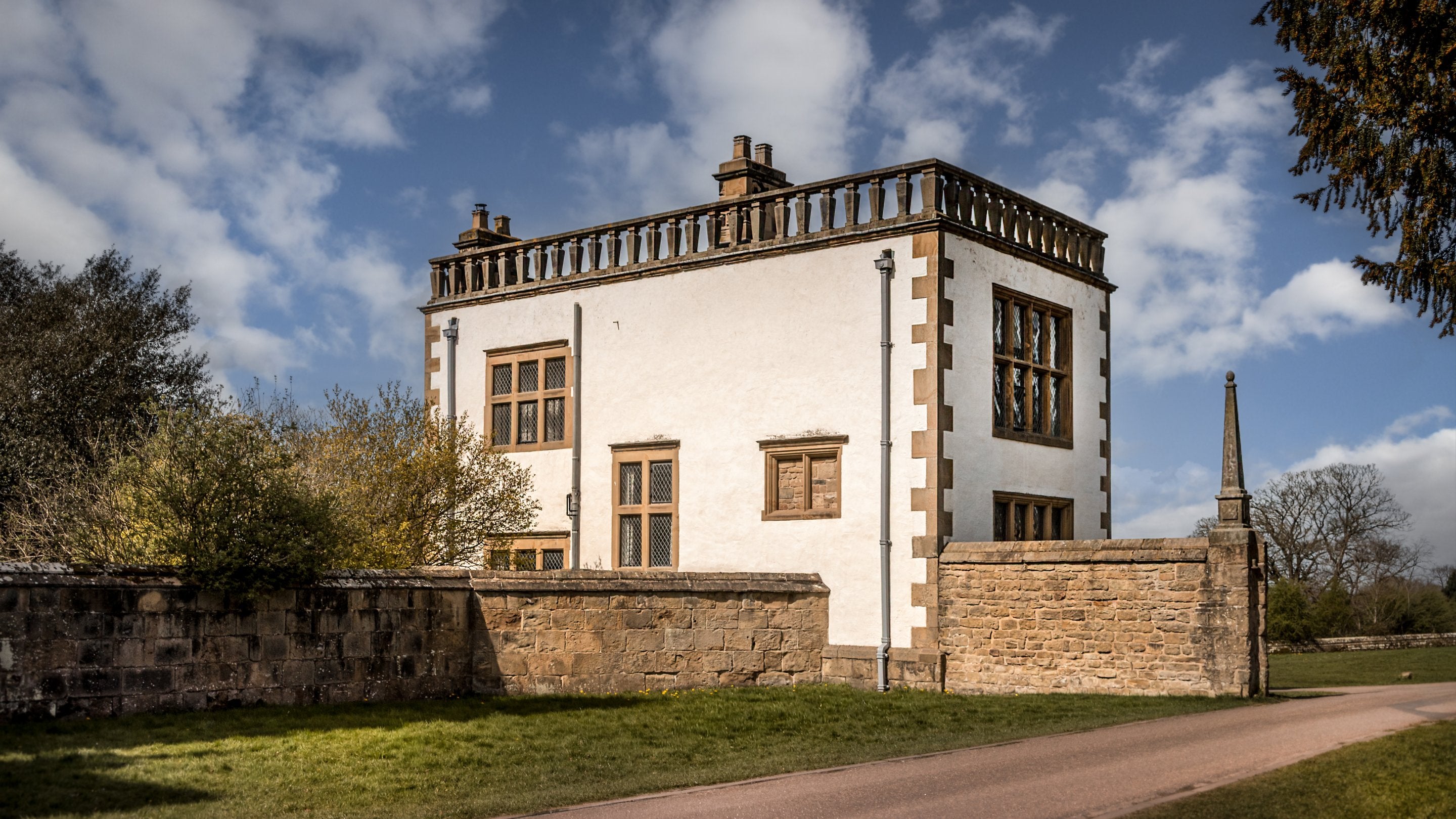 Hardwick East Lodge, next to the main visitor route at Hardwick, Derbyshire