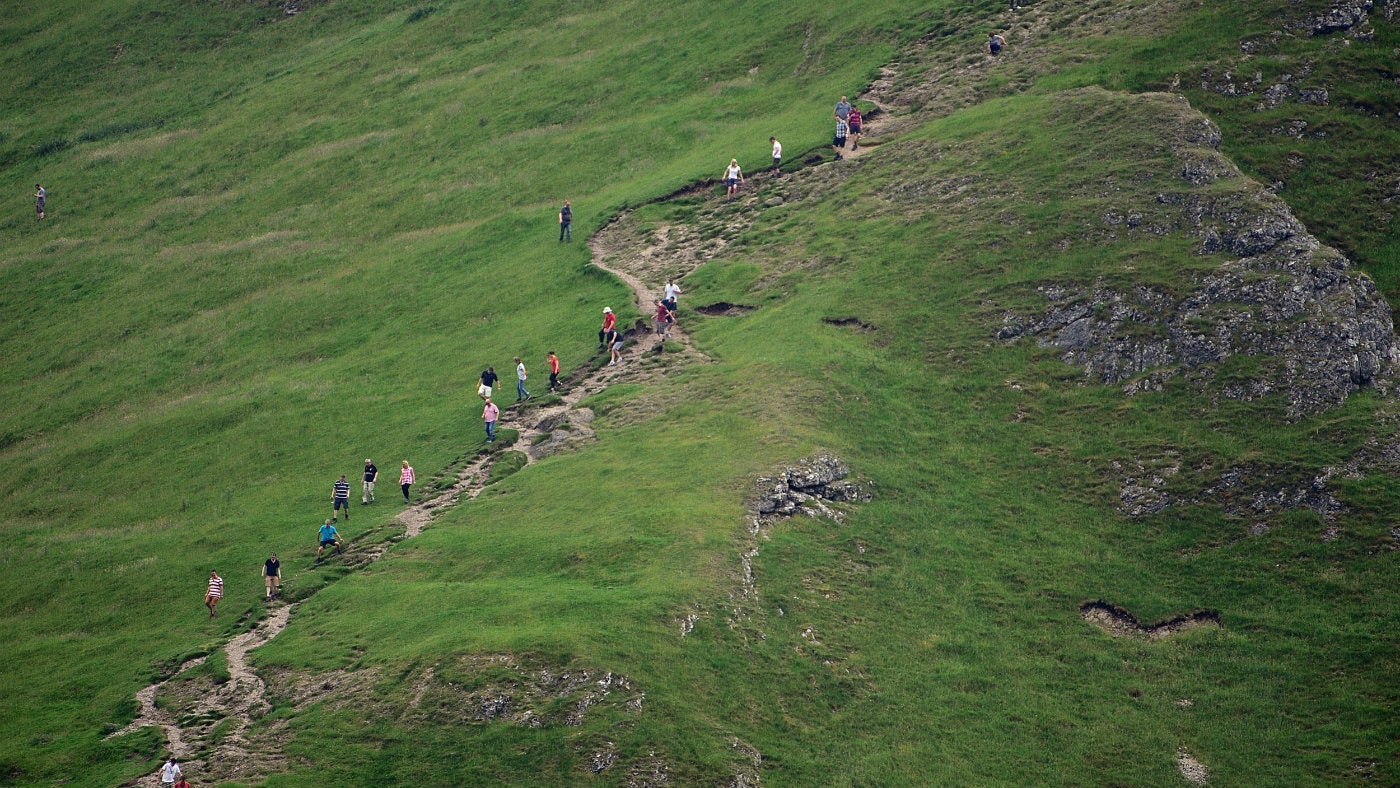A winding hillisde walk through Dovedale, Peak District