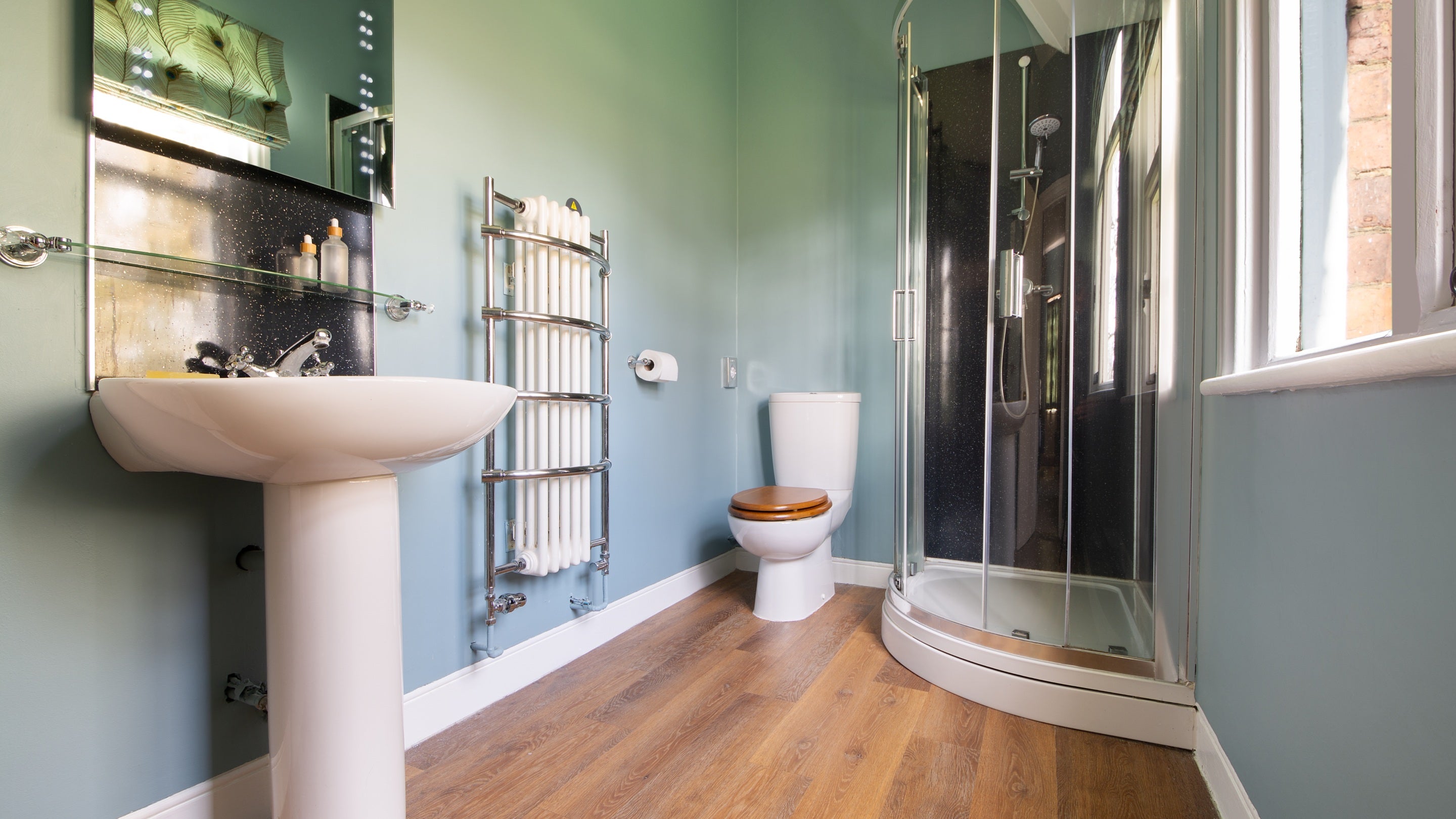 The en-suite shower room at Kedleston Park House, Derbyshire