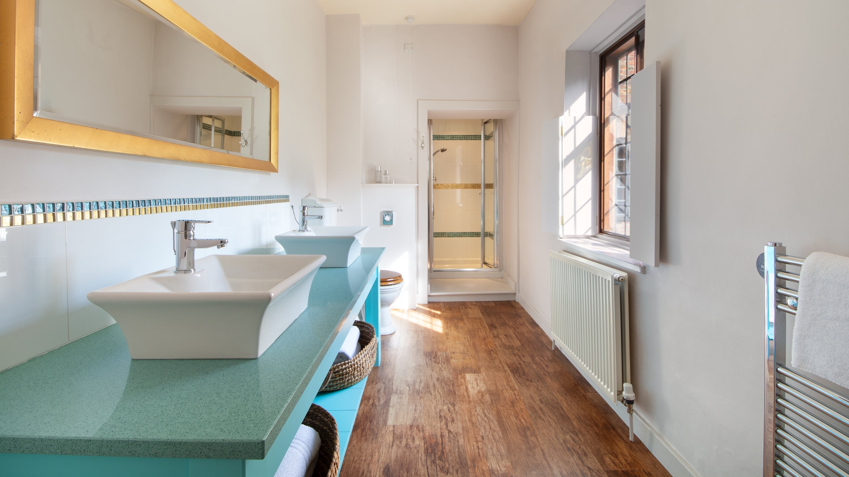 The en-suite shower room at Norbury Manor, Derbyshire