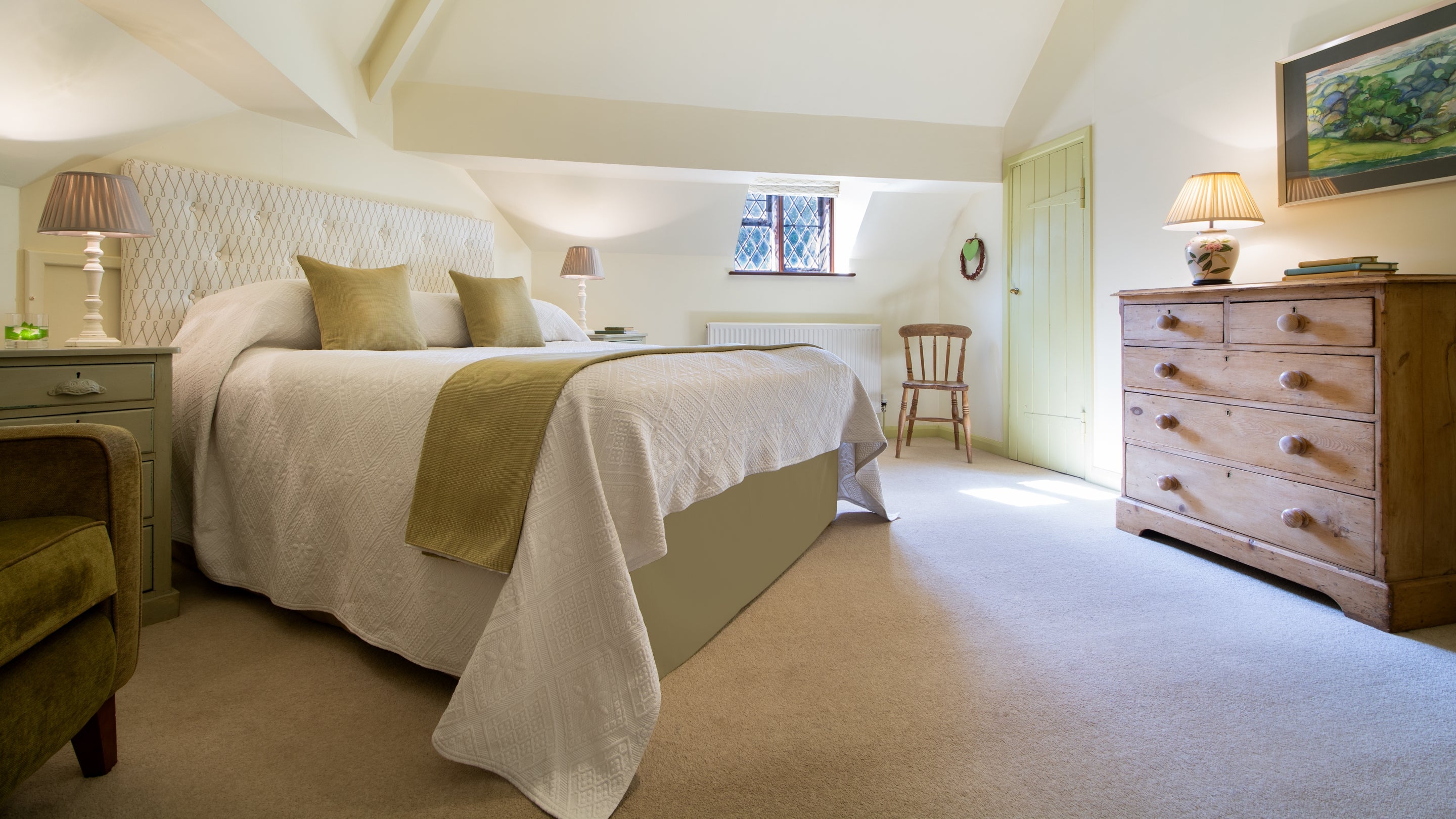 The second-floor double bedroom at Norbury Manor, Derbyshire