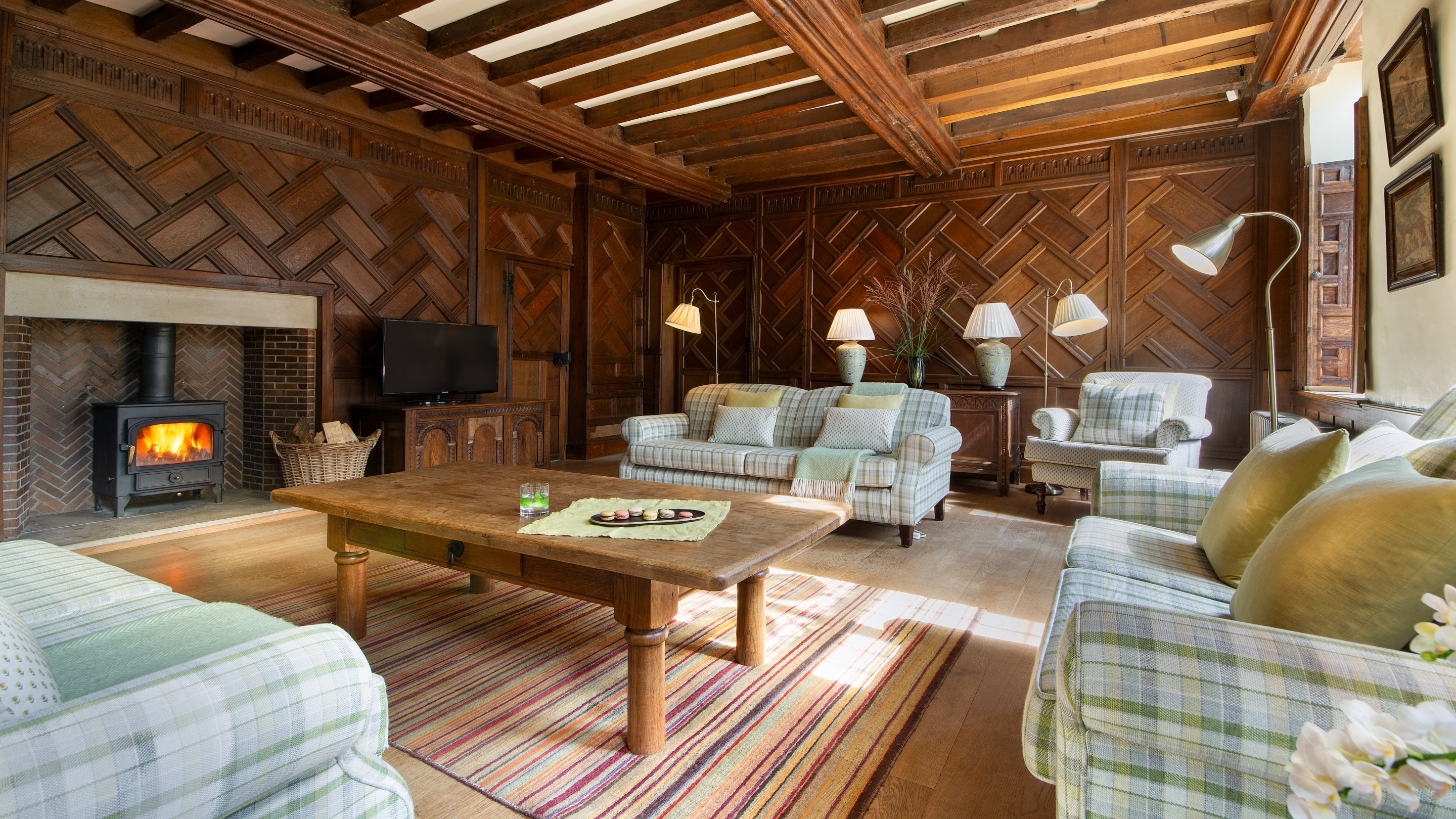 The sitting room at Norbury Manor, Derbyshire
