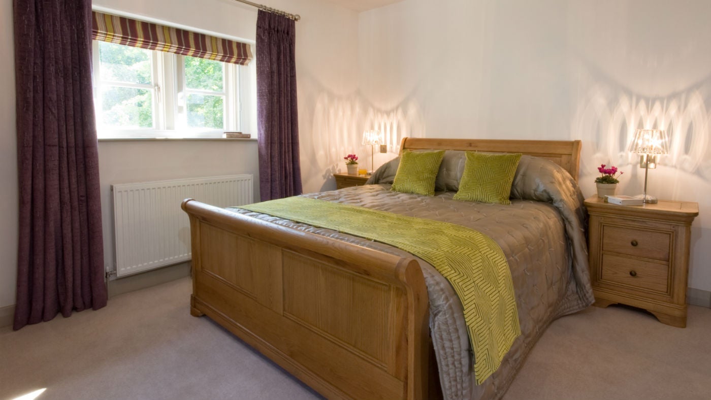 The double bedroom at Rowthorne Lodge, Hardwick Hall, nr Chesterfield, Derbyshire