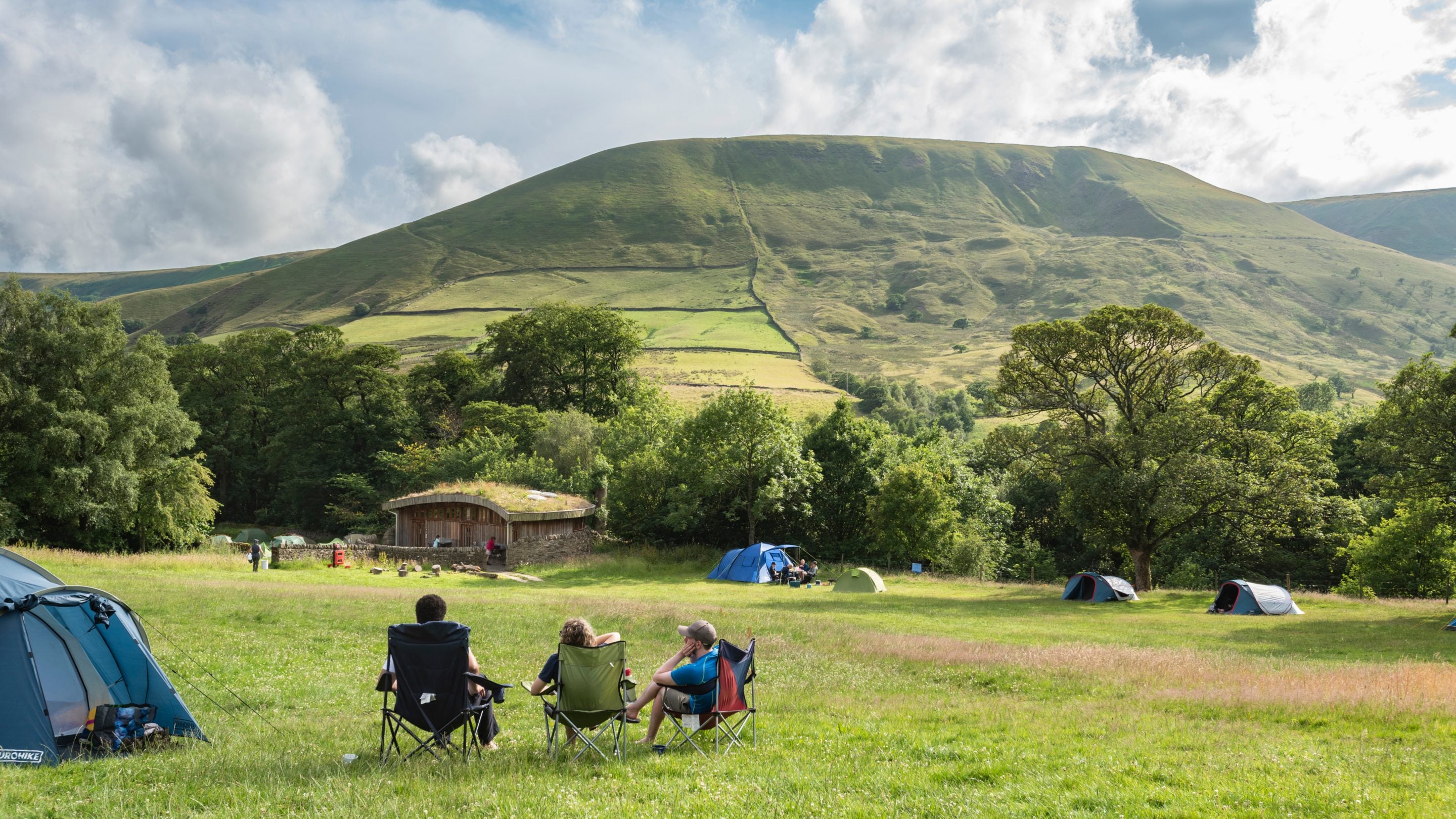 One of the camping fields at Upper Booth Farm Campsite, Derbyshire