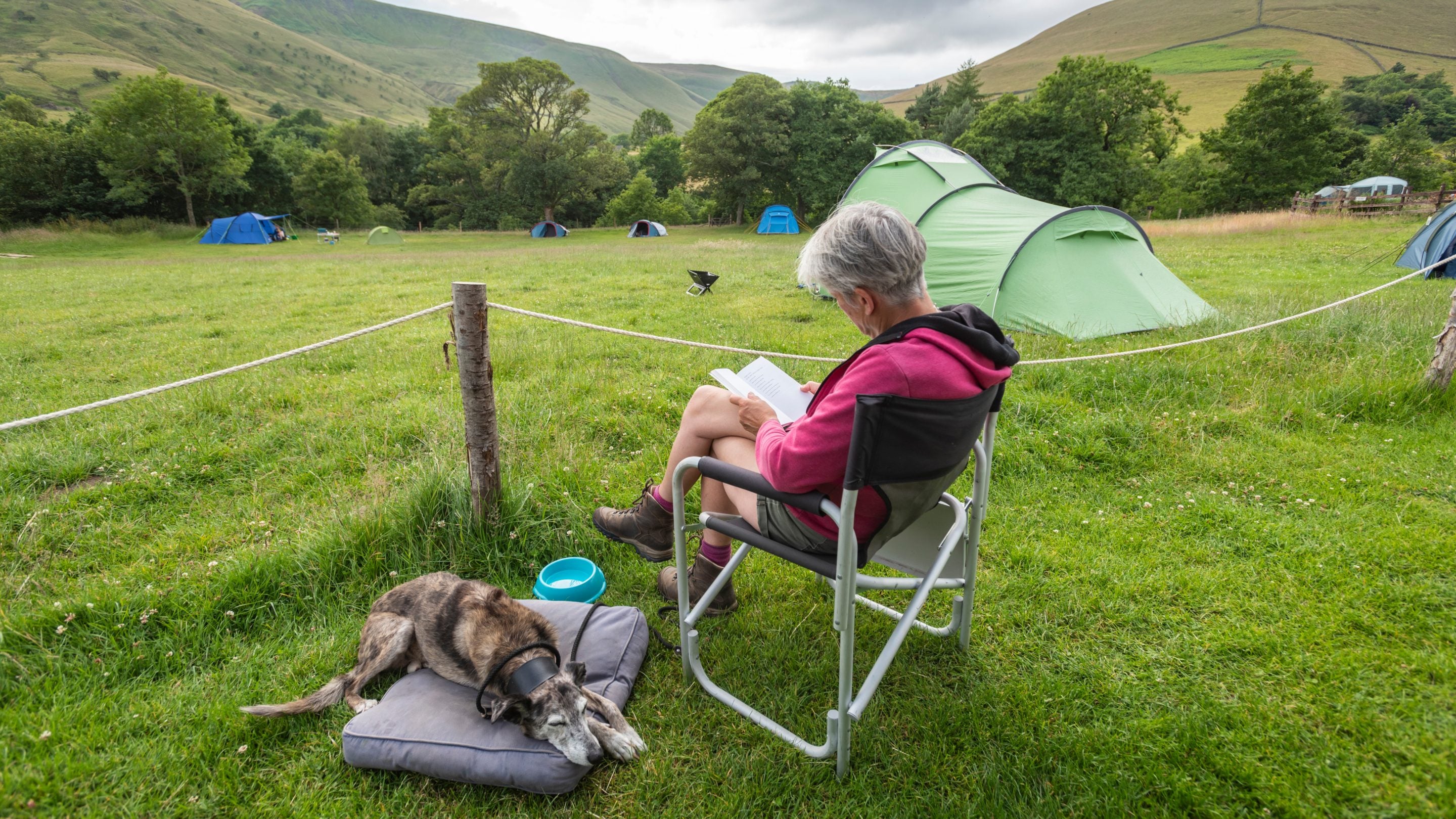 The camping fields at Upper Booth Farm Campsite, Derbyshire