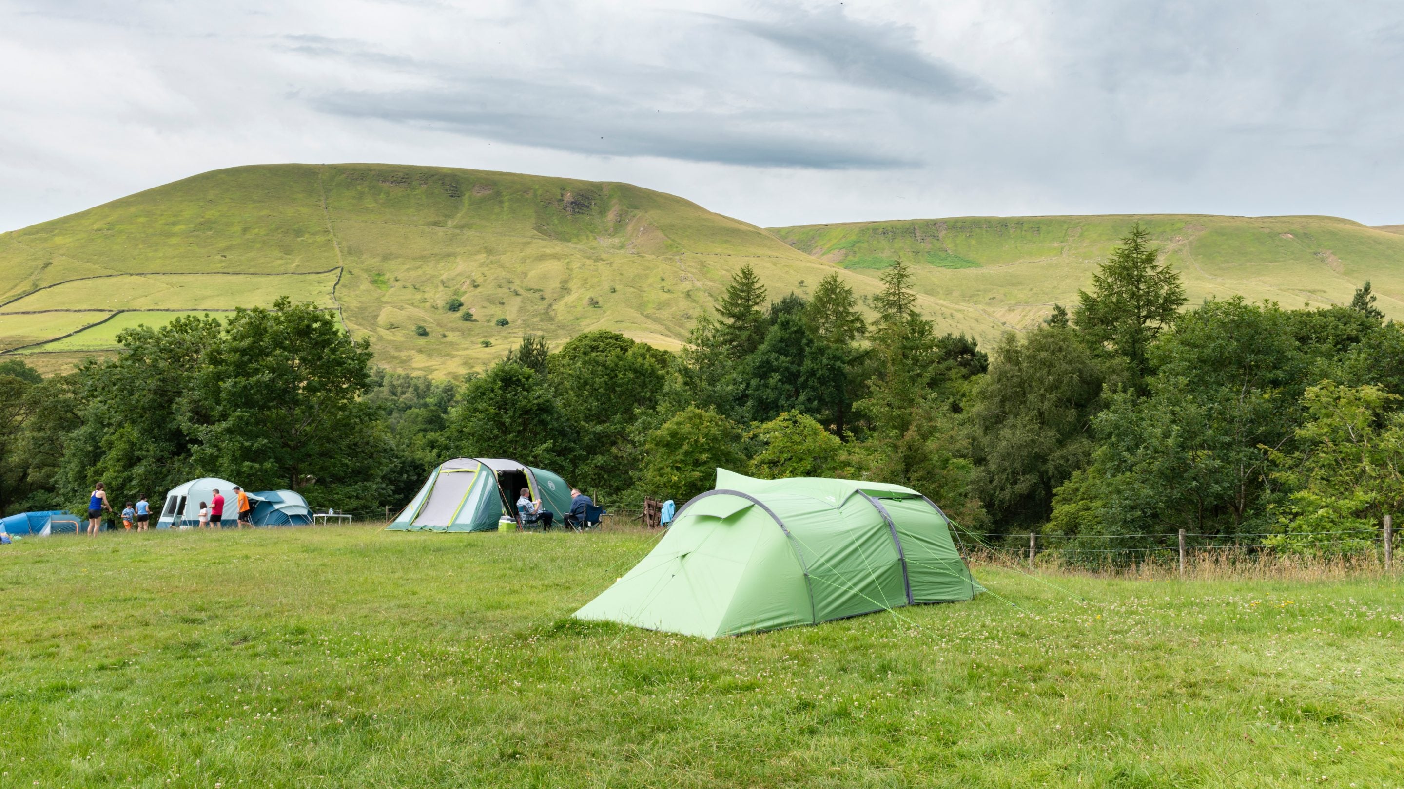 One of the camping fields at Upper Booth Farm Campsite, Derbyshire