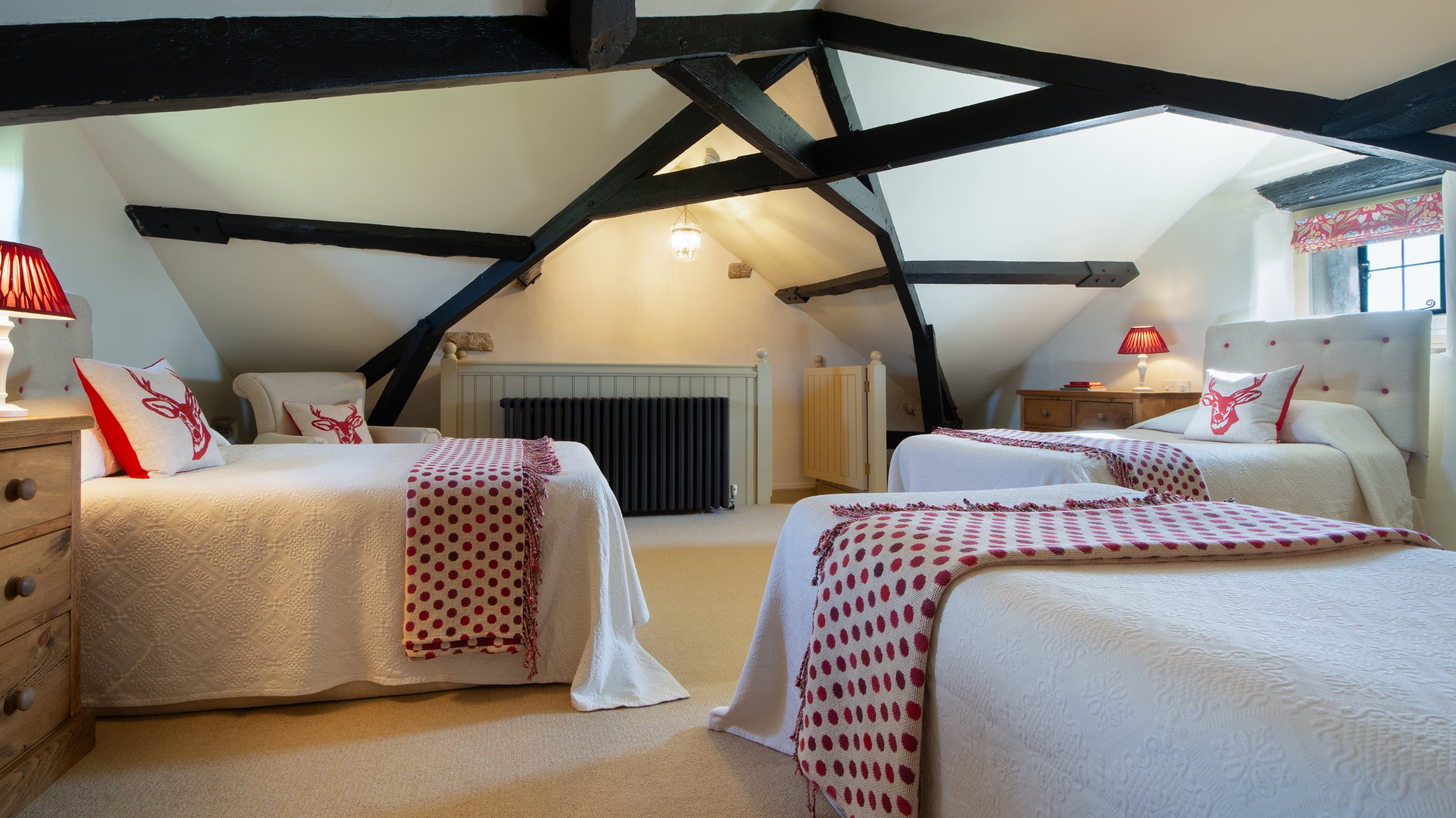 The second-floor triple bedroom at White Edge Lodge, Derbyshire