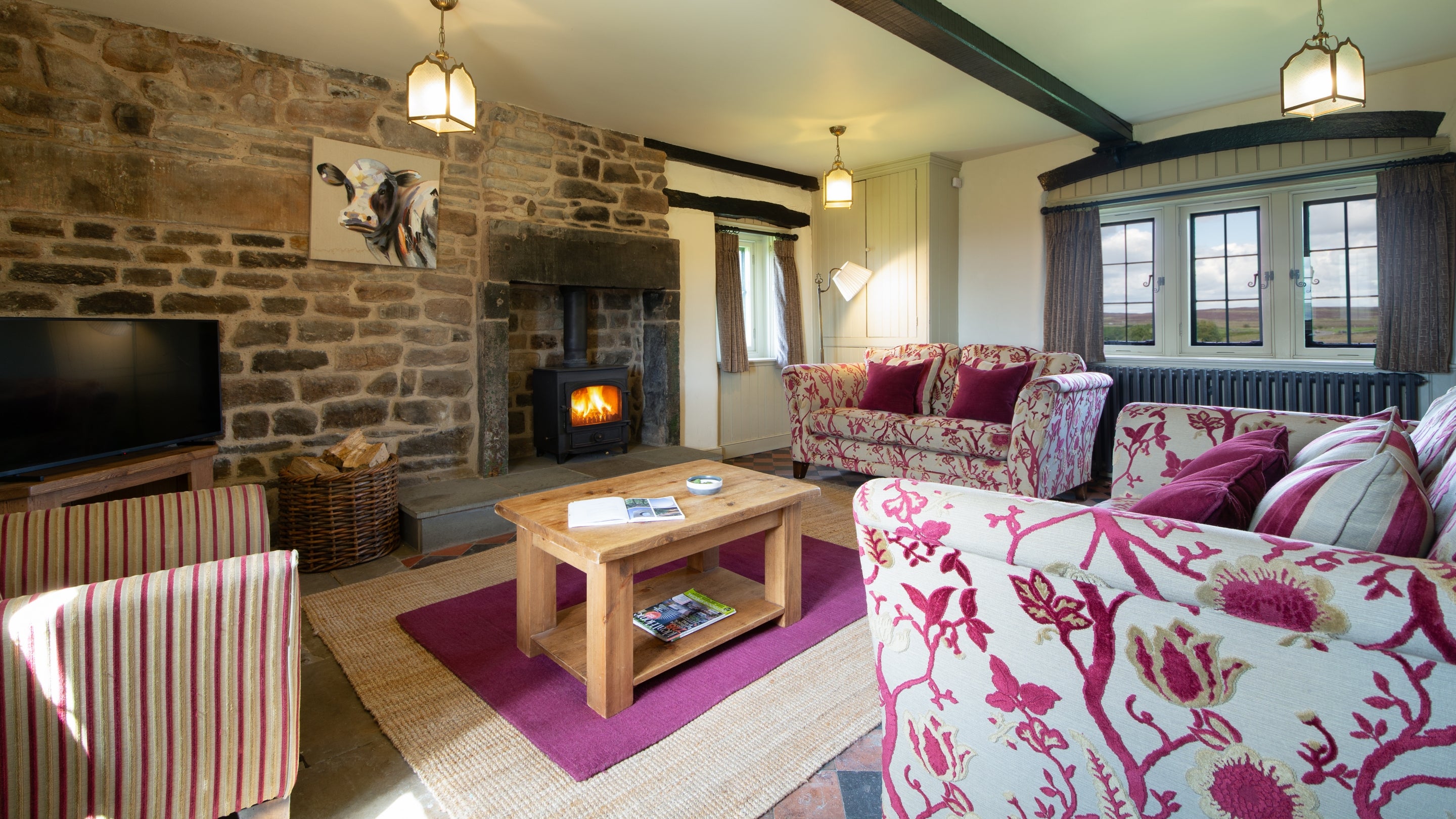 The sitting room at White Edge Lodge, Derbyshire