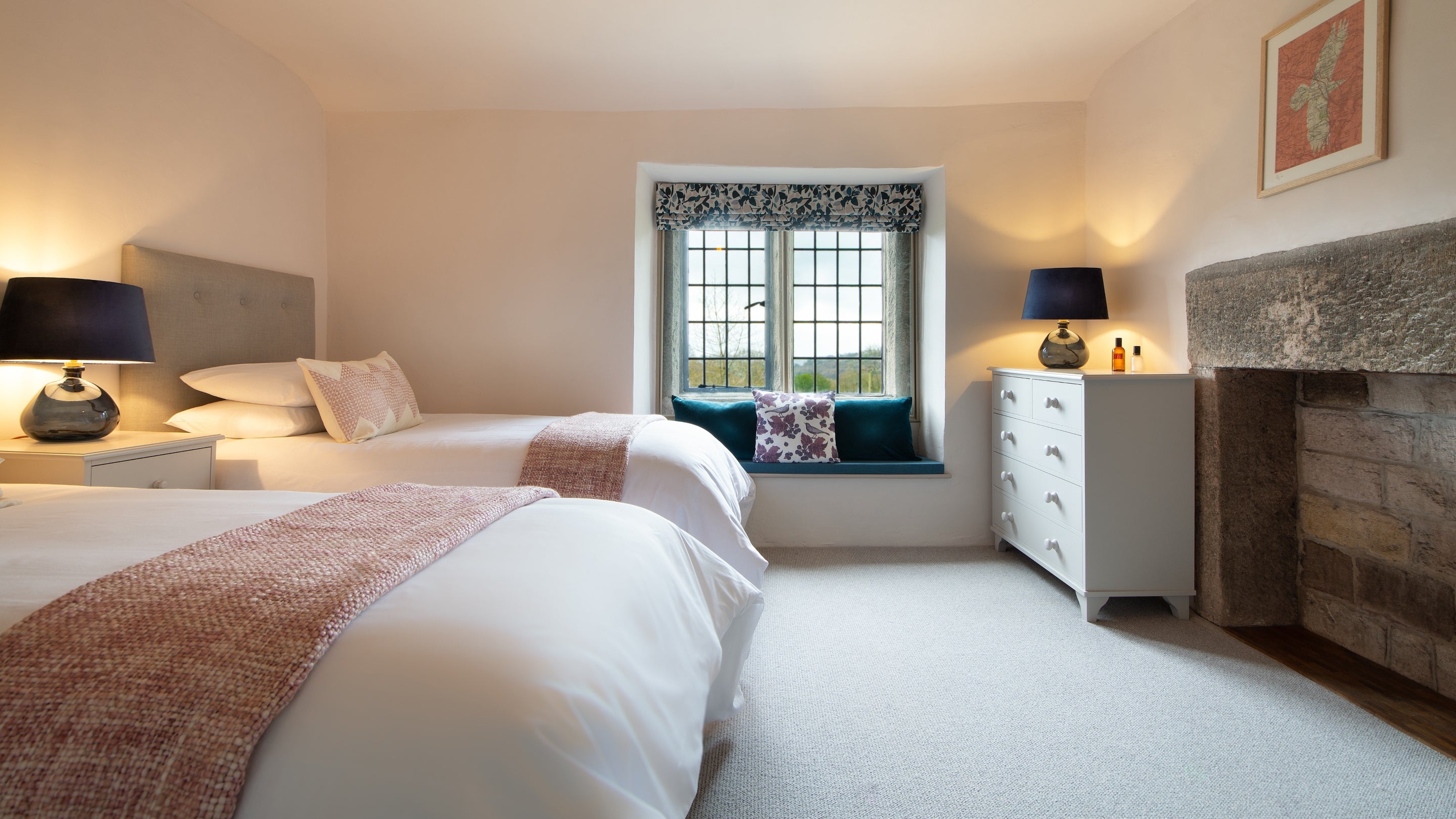 The twin bedroom at Wilson Farmhouse, Derbyshire