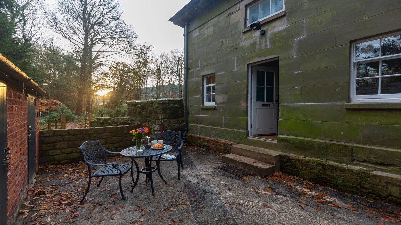 The garden area at 1 Lichfield Lodge, Staffordshire