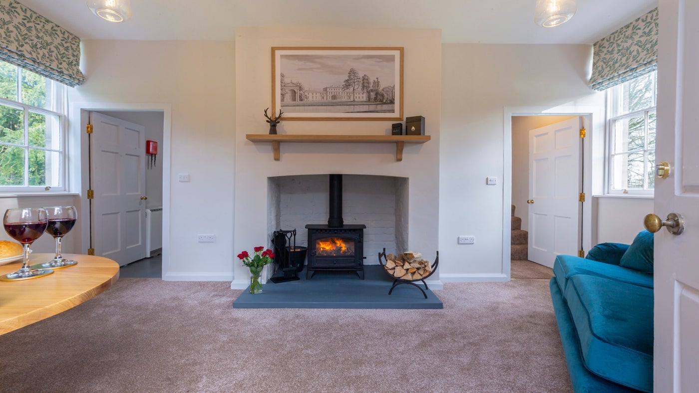 The cosy sitting room at 1 Lichfield Lodge, Staffordshire