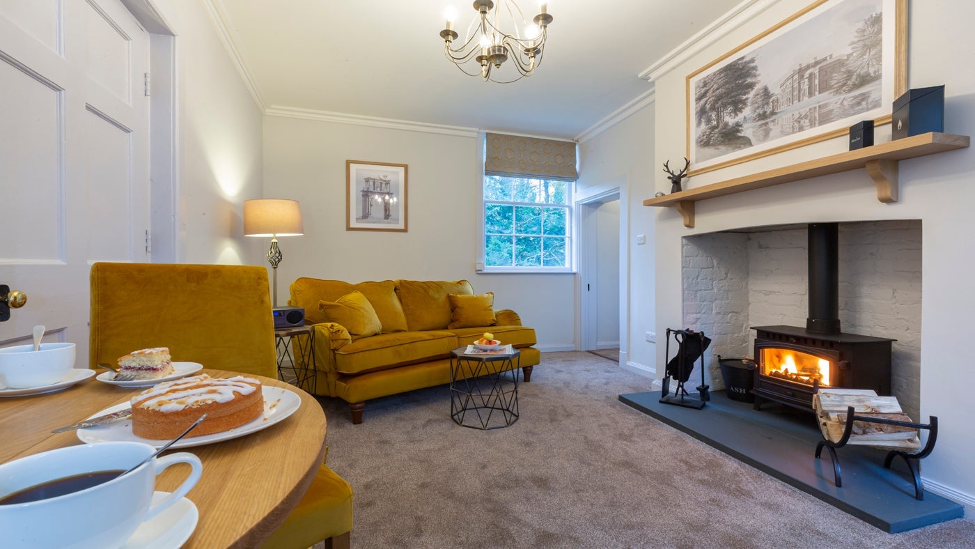 The cosy sitting room at 2 Lichfield Lodge, Staffordshire