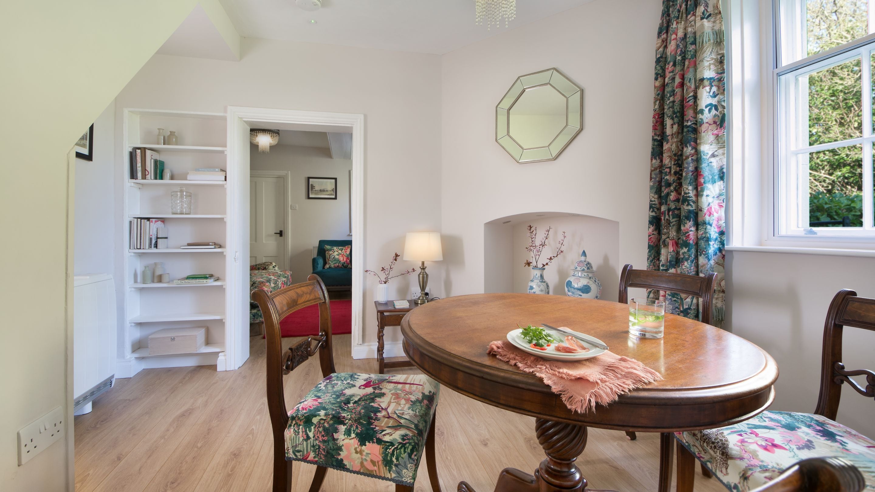 The dining room at Attingham West Lodge looking through to the sitting room, Shropshire