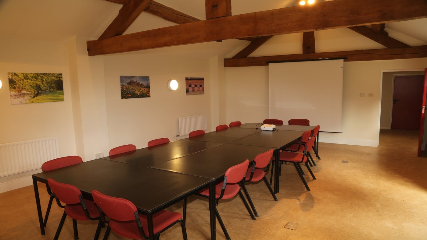 The kitchen diner at Dudmaston Bunkhouse, Shropshire