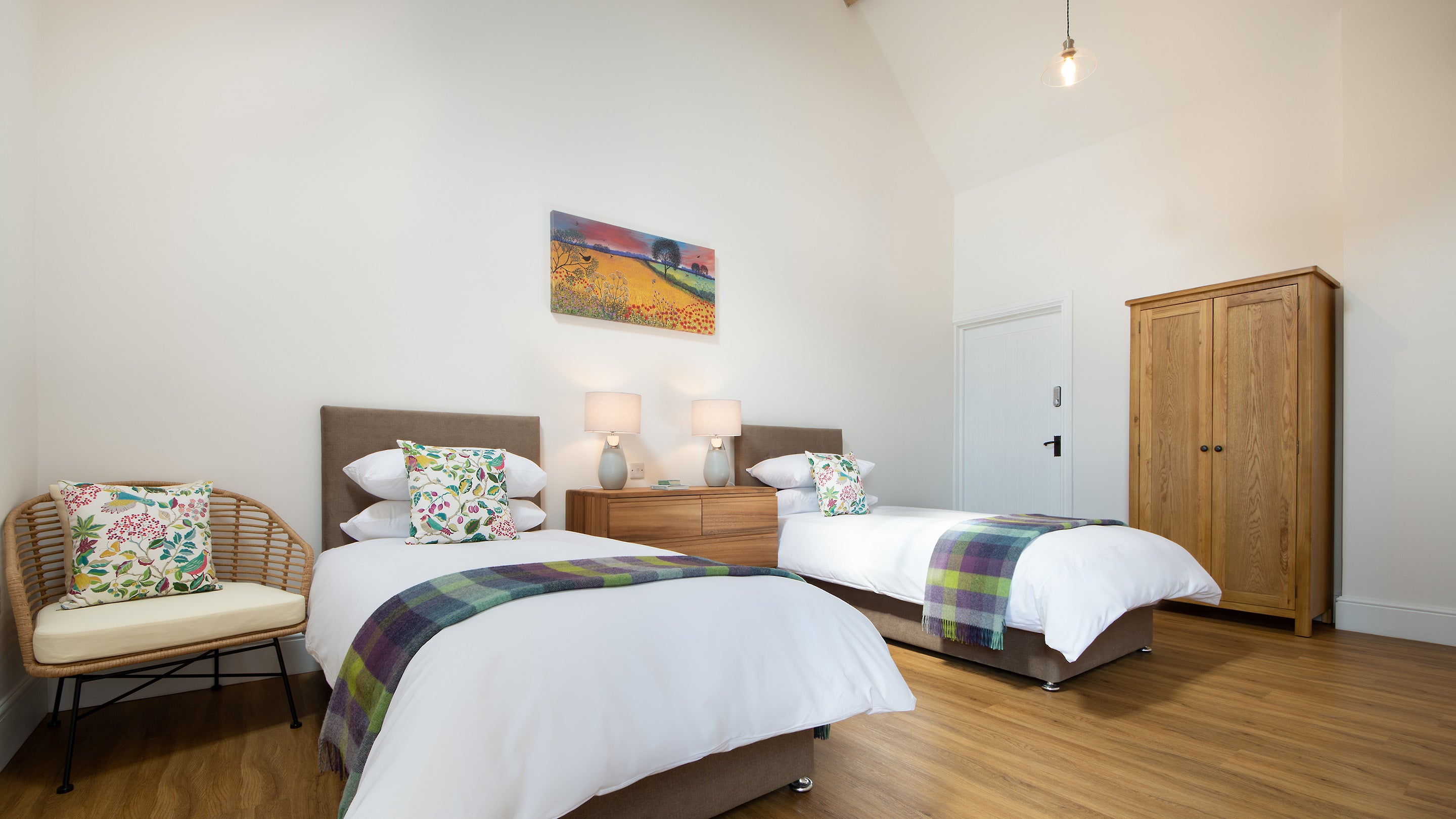 The twin bedroom at Forge Barn, Shropshire