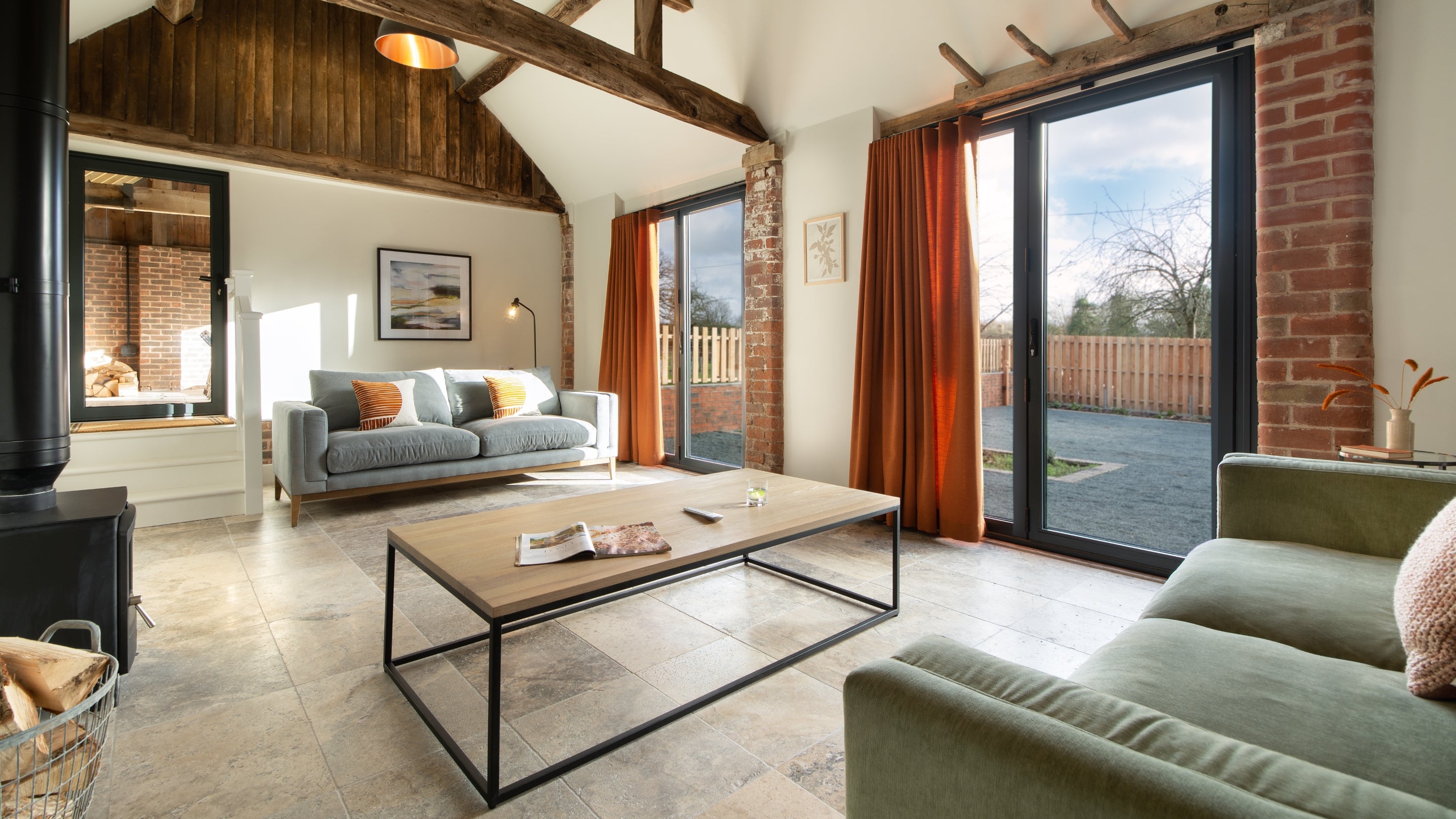 The sitting and dining room at Mose Barn, Shropshire