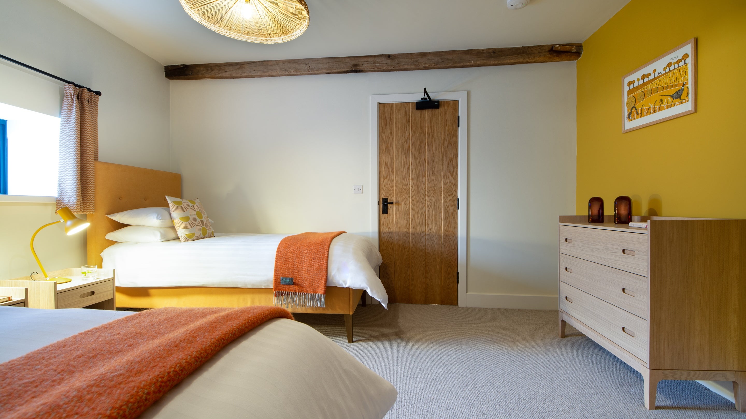 The twin bedroom at Mose Barn, Shropshire