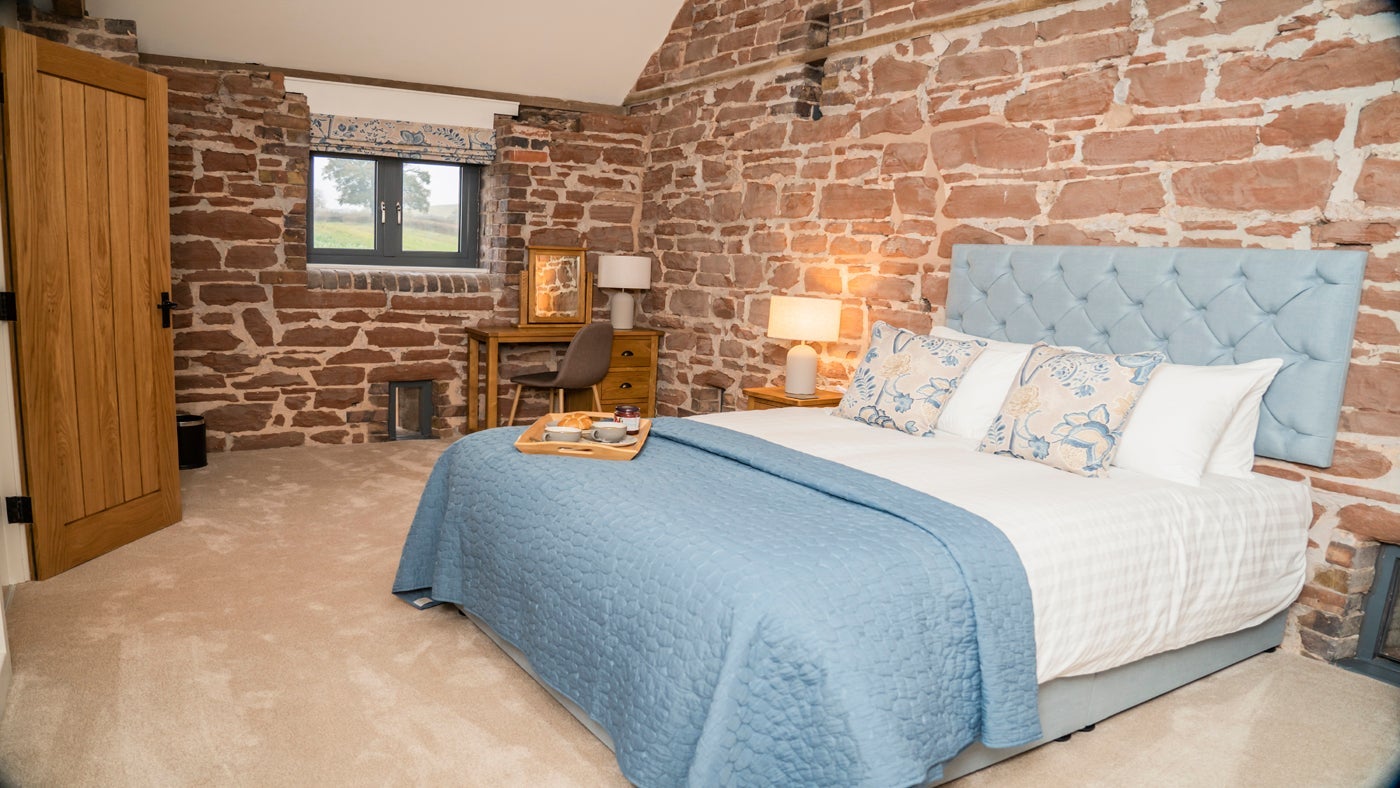 One of the first-floor double bedrooms at Sandybury Barn, Shropshire