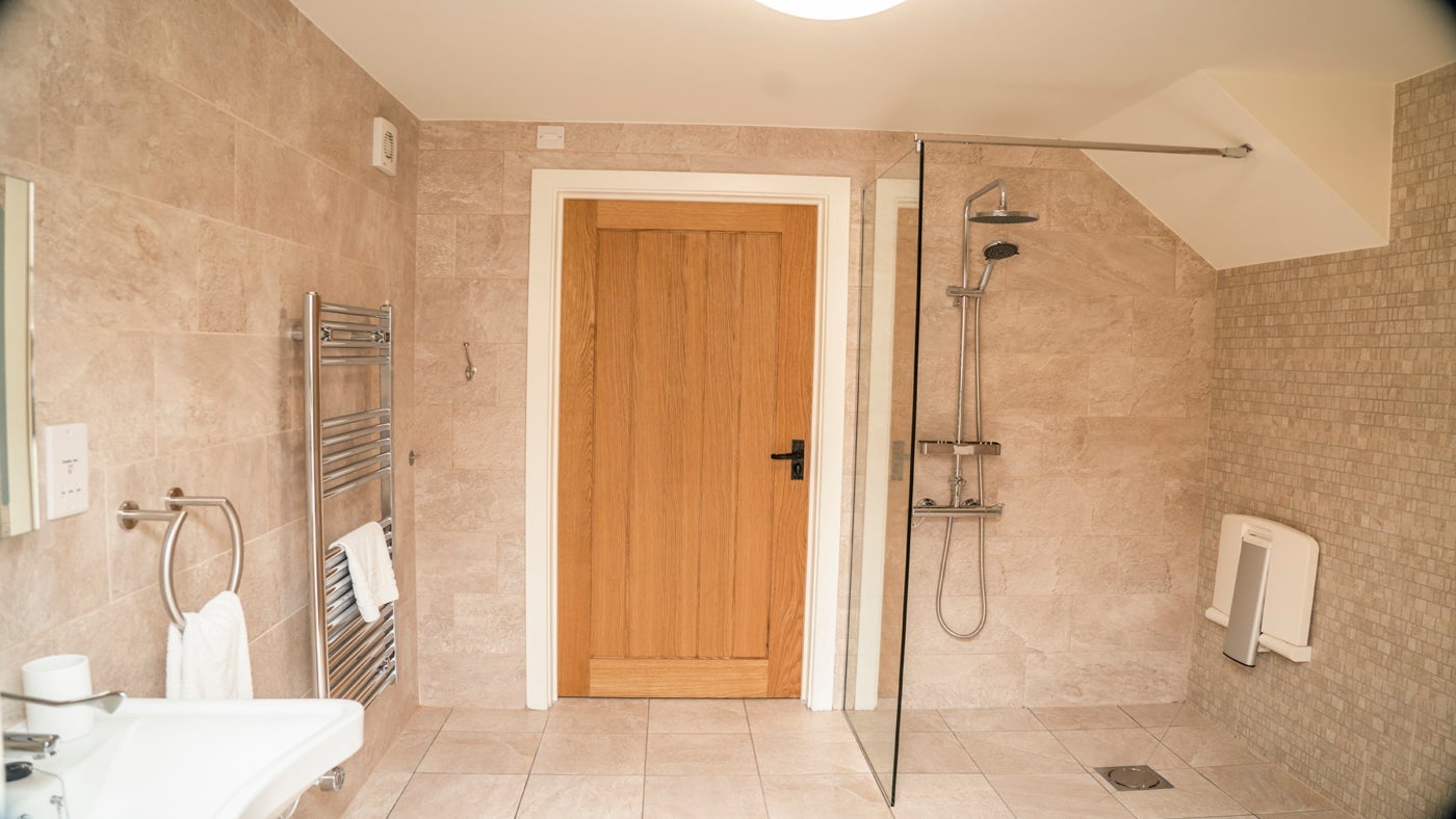 The accessible shower room (toilet not in picture) at Sandybury Barn, Shropshire