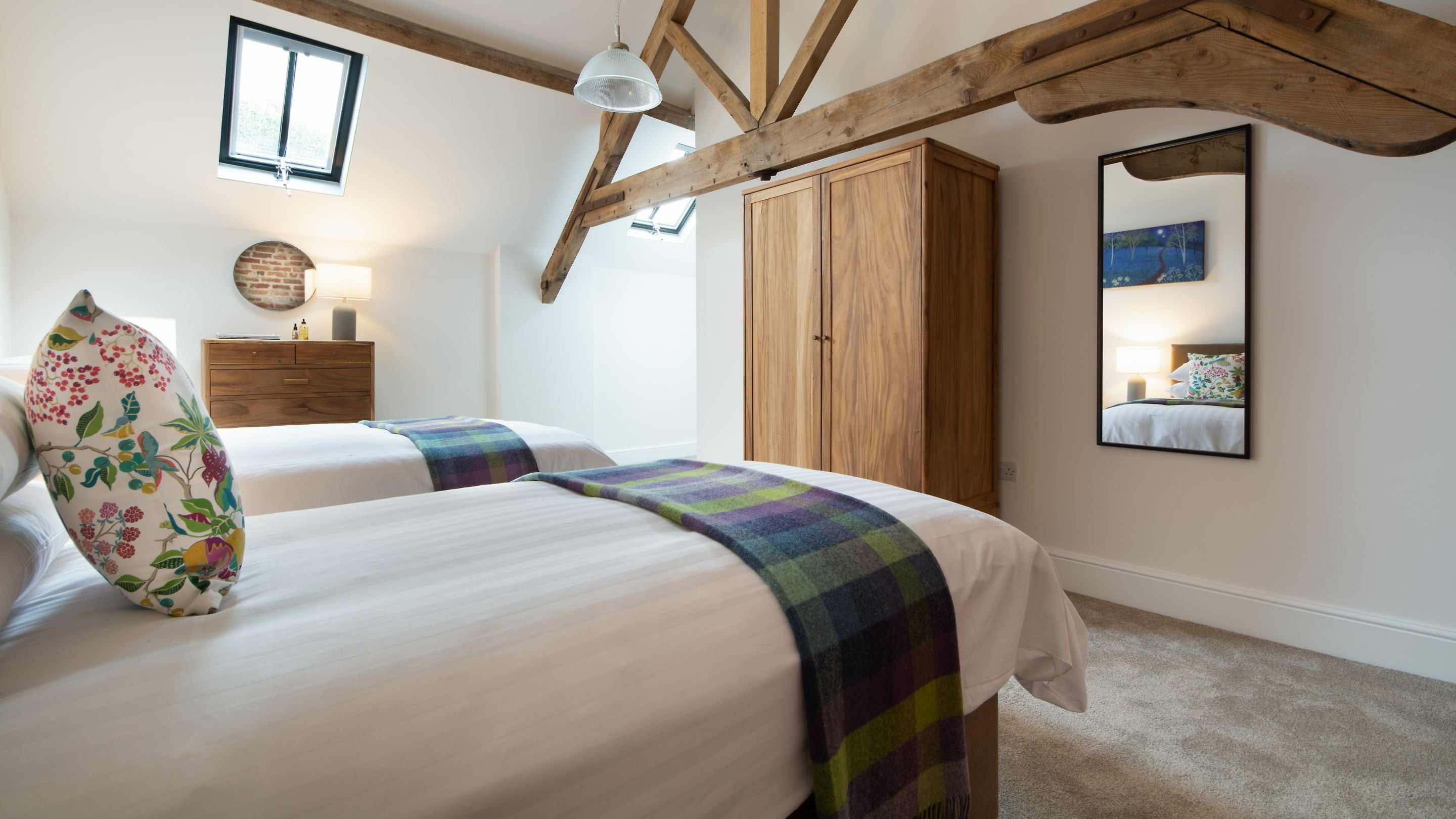 The twin bedroom at Tern Barn, Shropshire