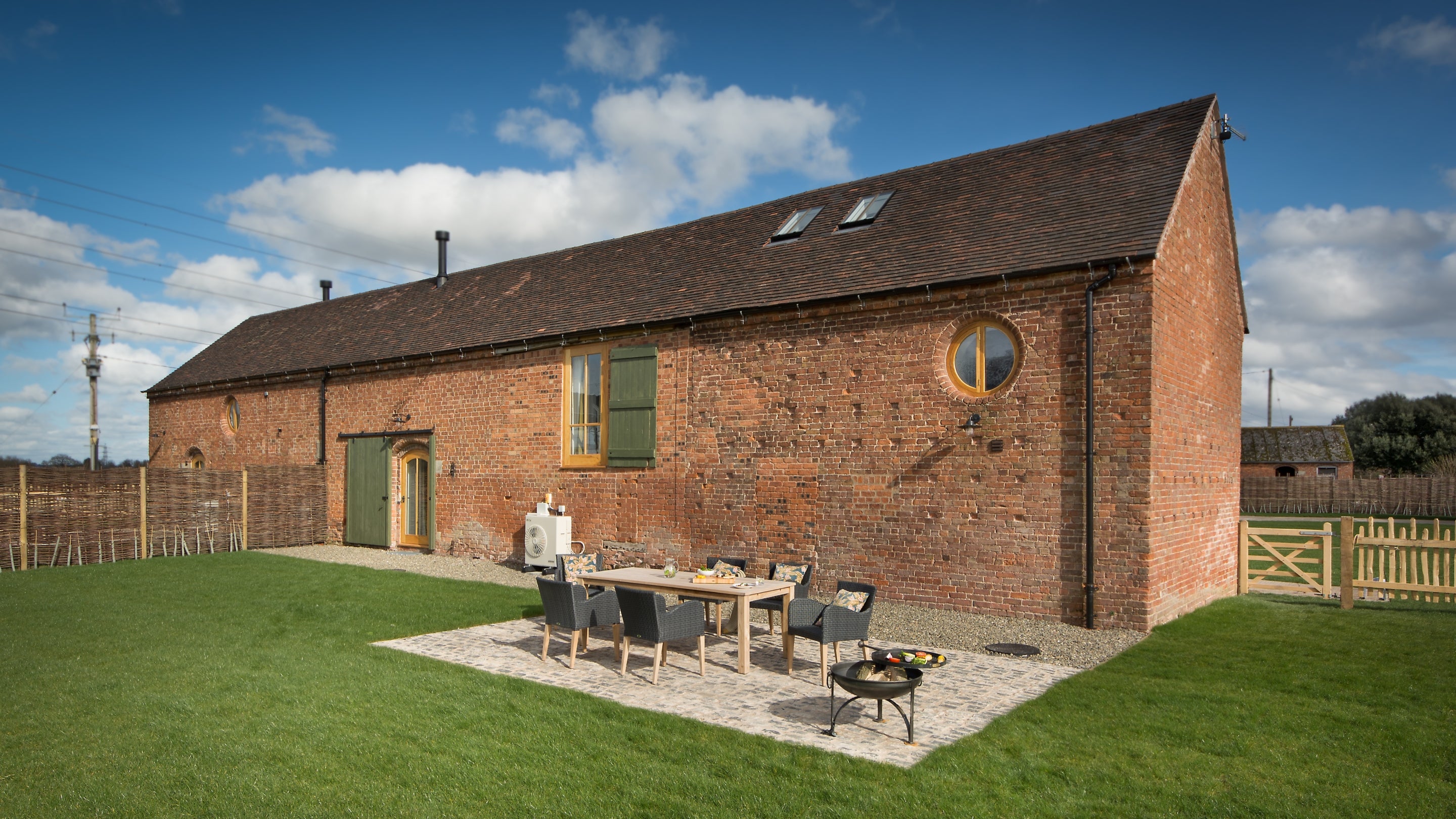 The outdoor seating area at Threshing Barn, Shropshire