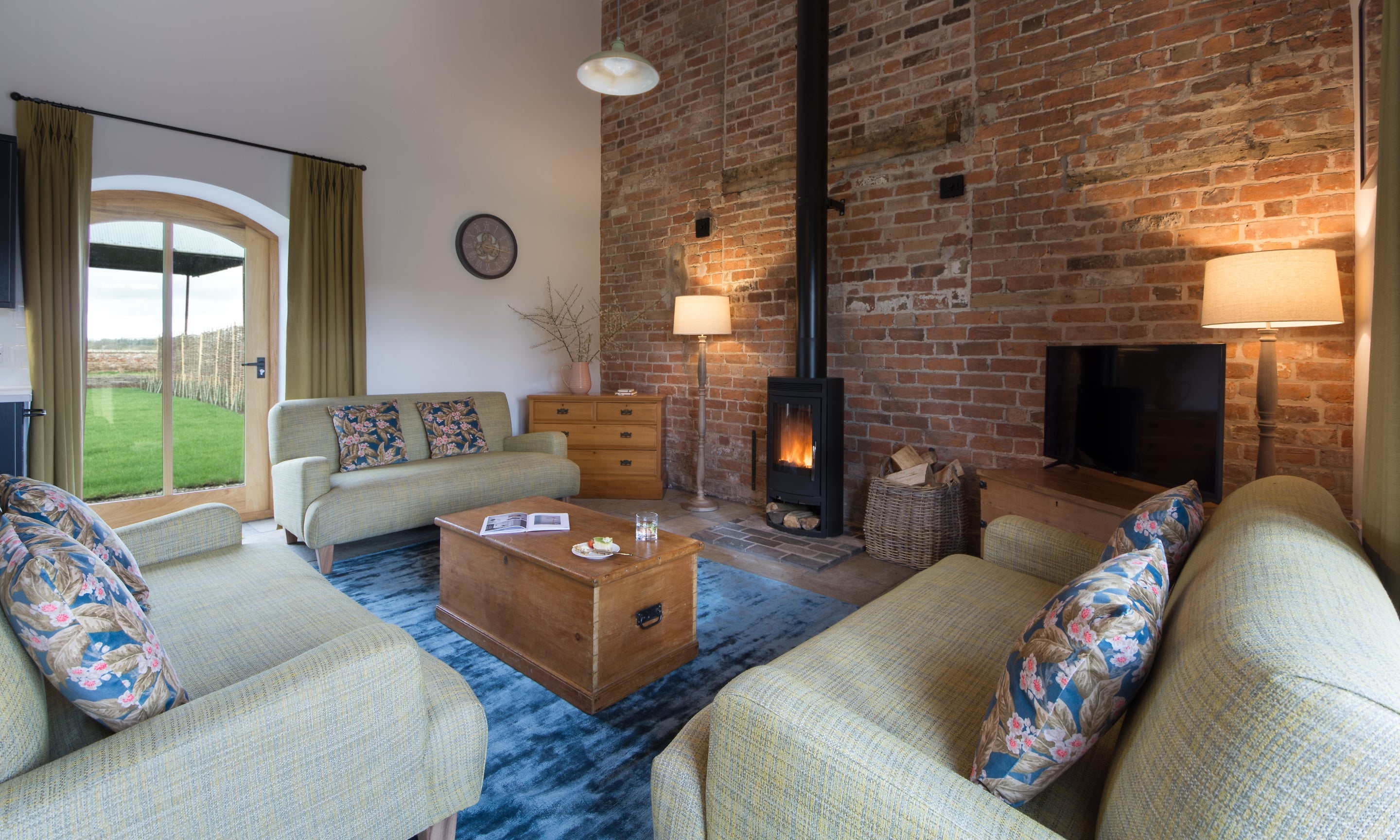 The open plan sitting room at Threshing Barn, Shropshire