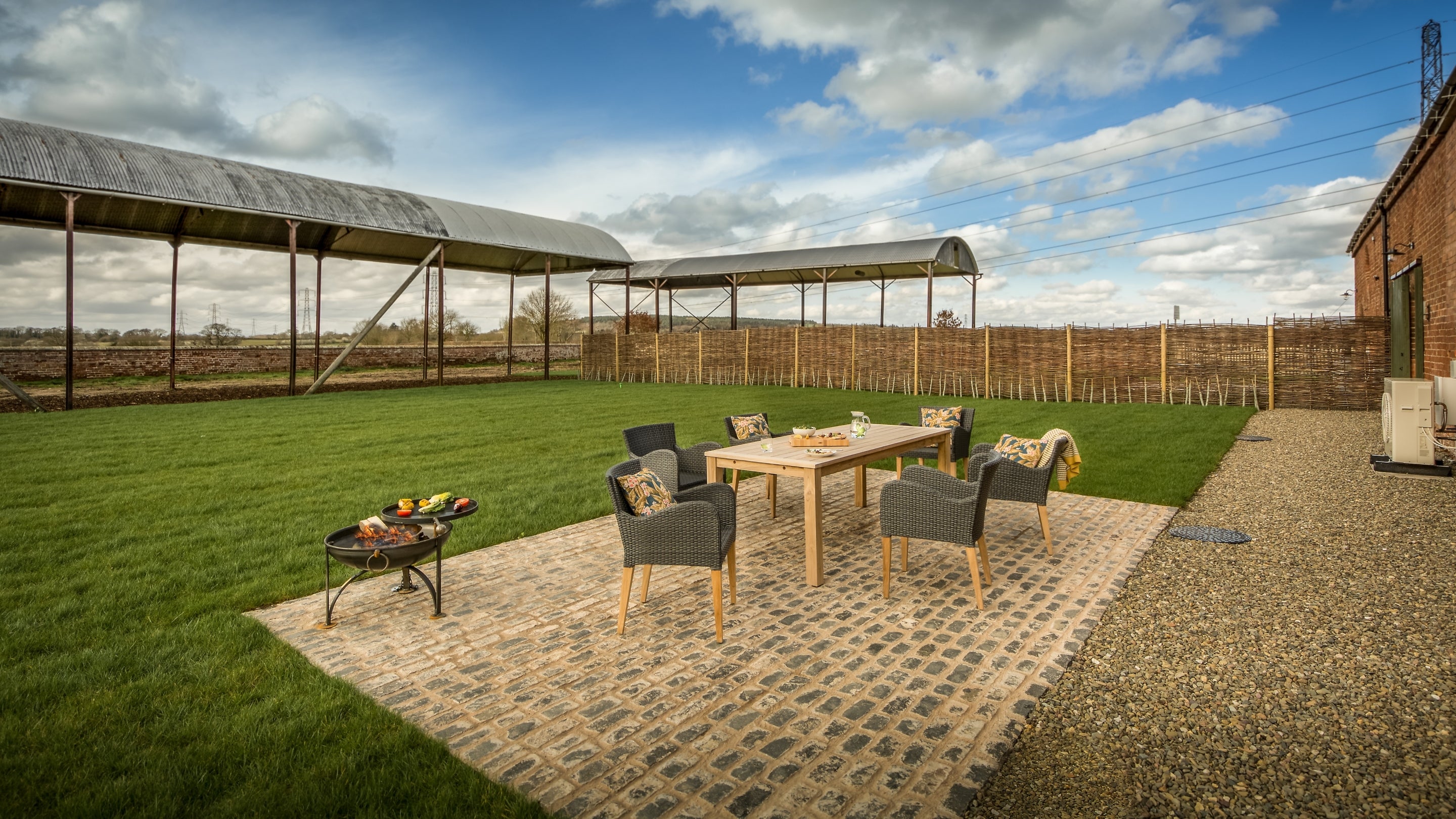 The outdoor seating area at Threshing Barn, Shropshire