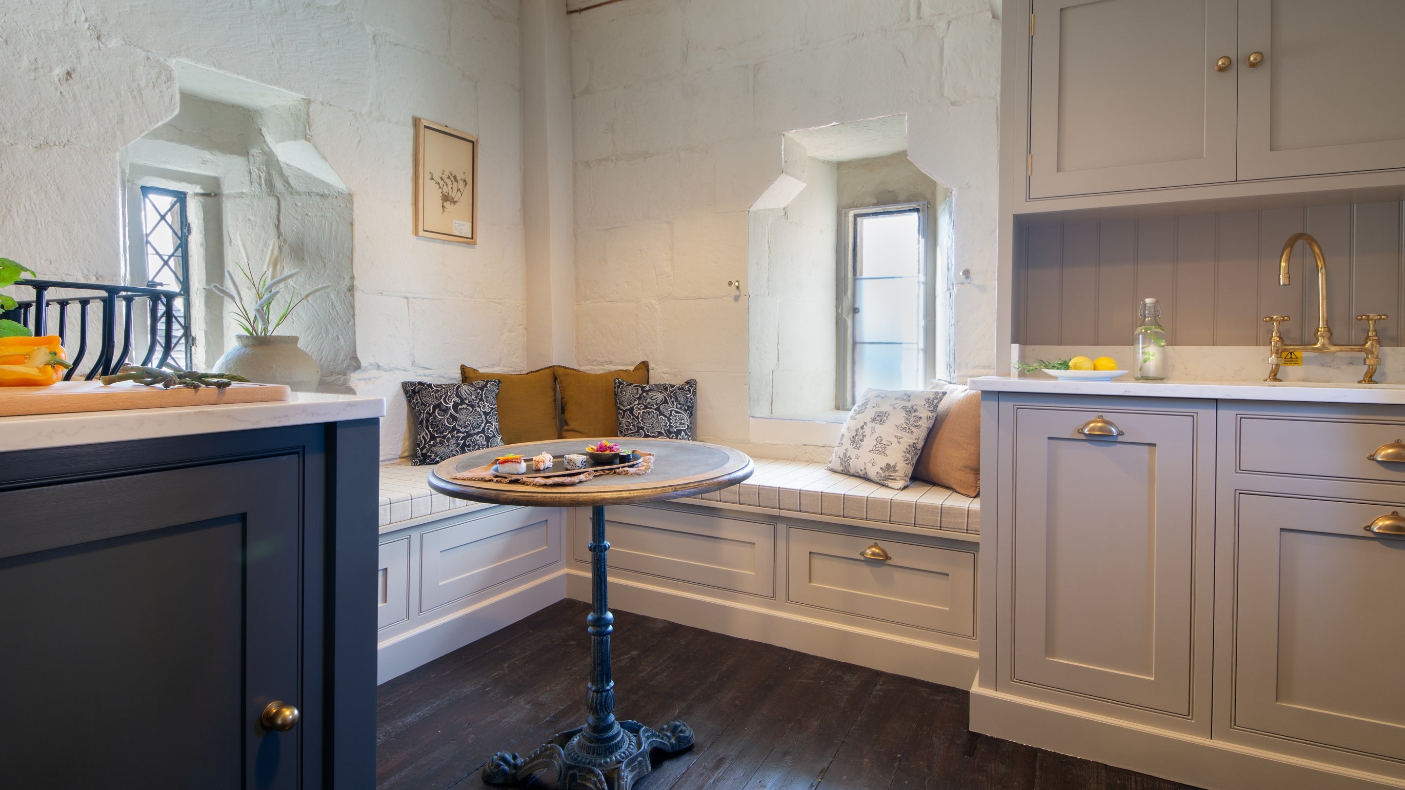 The kitchen and dining room at Town Walls Tower, Shropshire