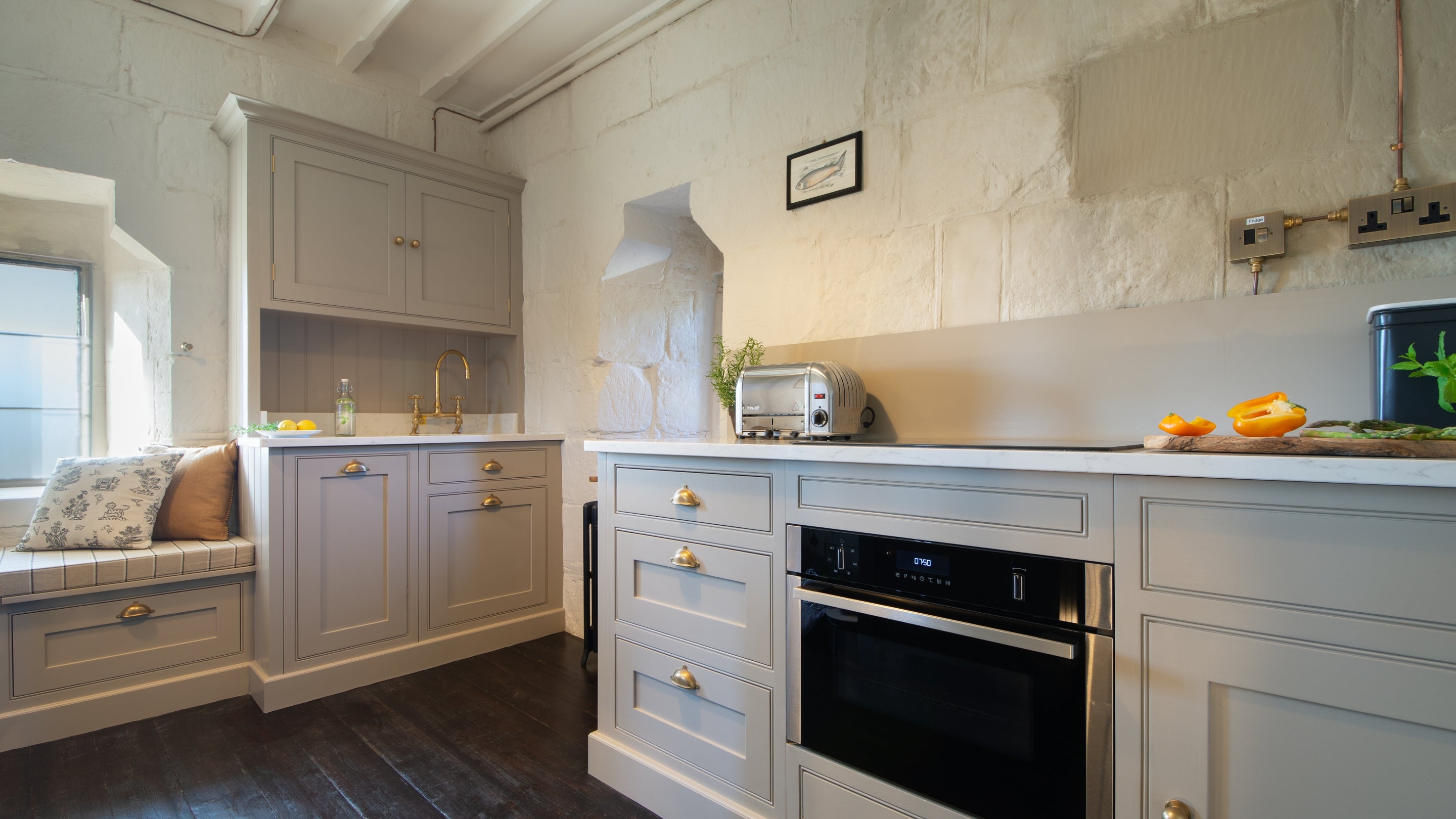 The kitchen and dining room at Town Walls Tower, Shropshire