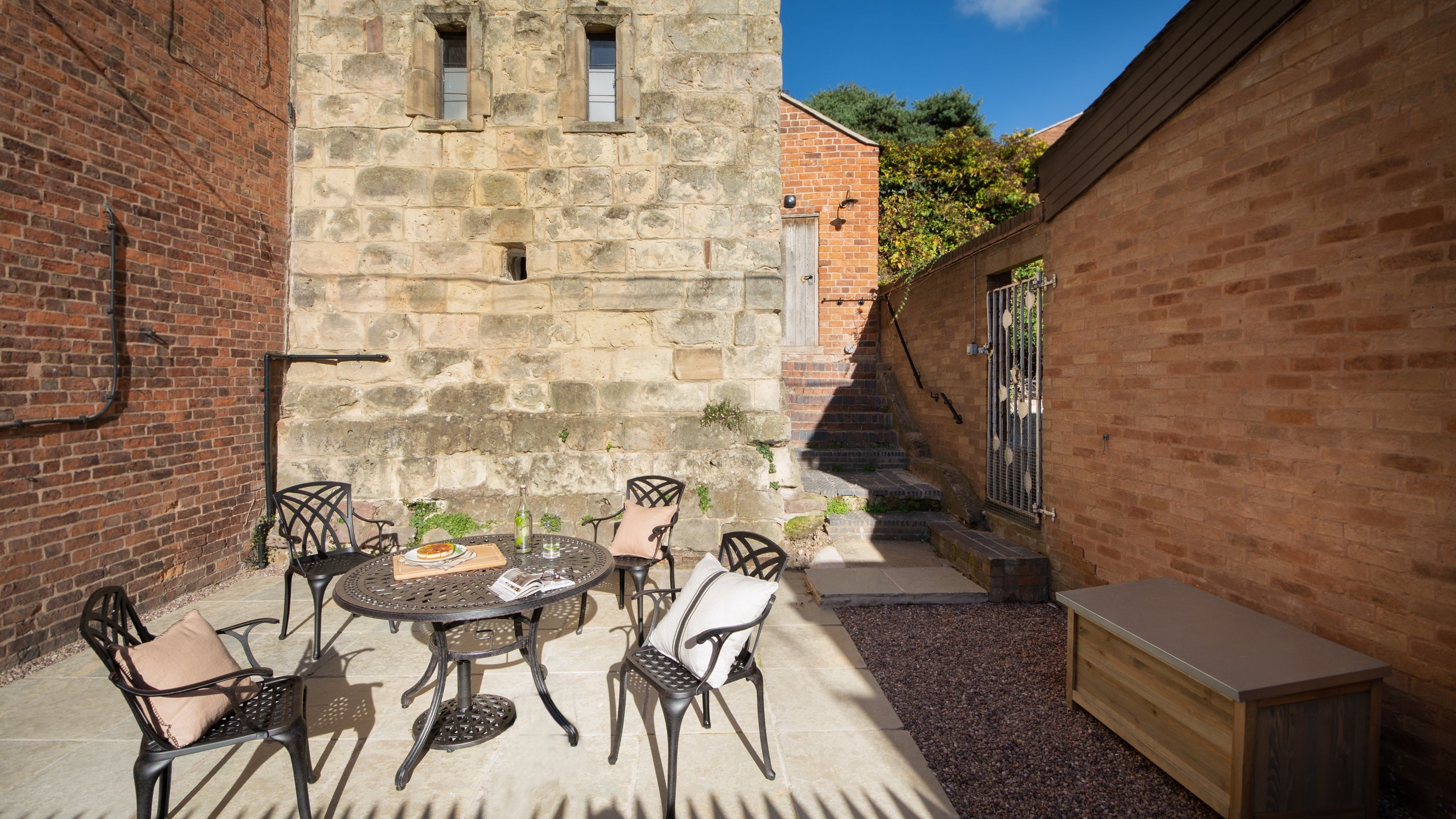 The outdoor seating at Town Walls Tower, Shropshire