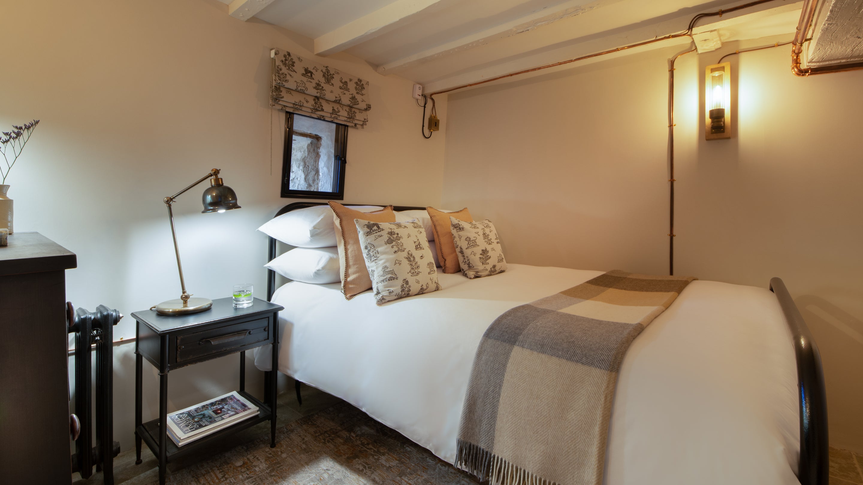 The bedroom at Town Walls Tower, Shropshire