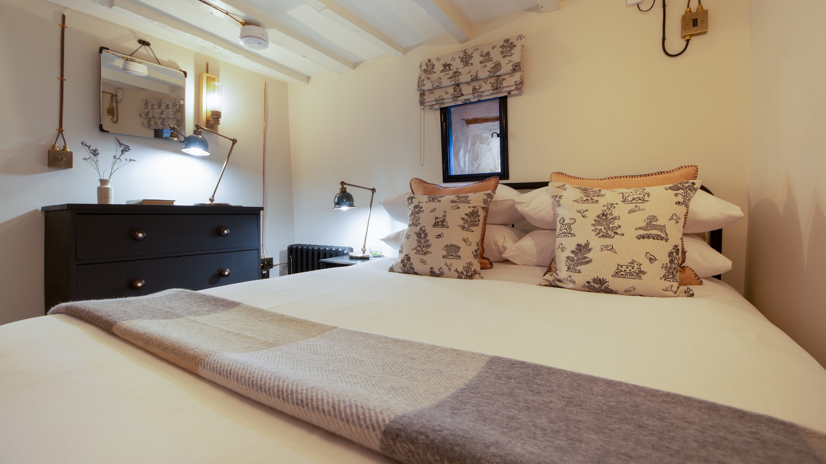 The bedroom at Town Walls Tower, Shropshire