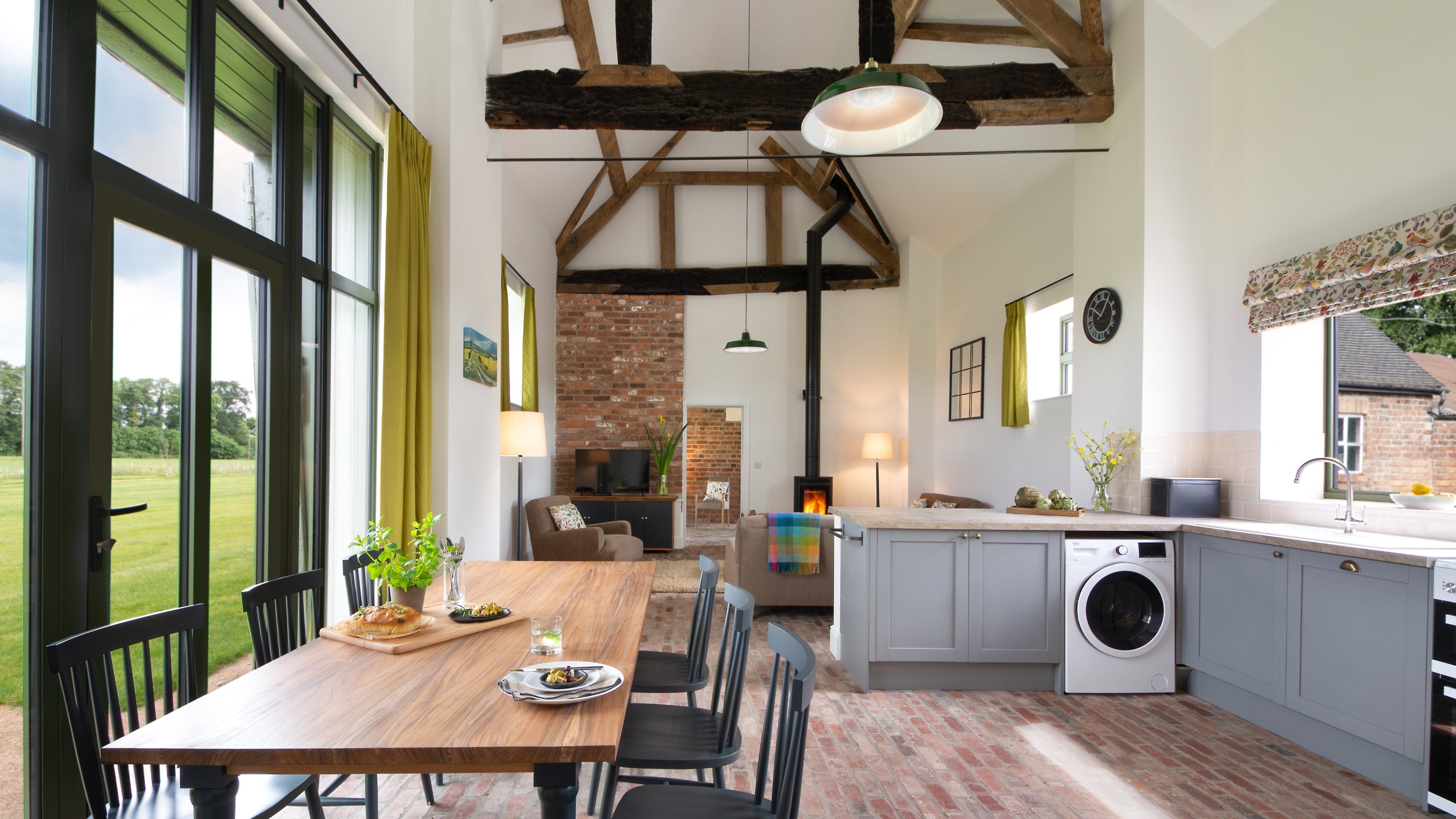 The open-plan kitchen dining and sitting room at Wharf Barn, Shropshire