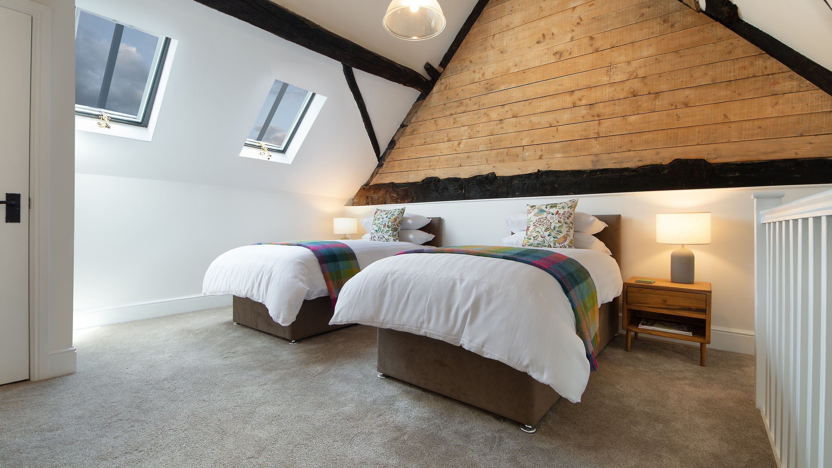 The twin bedroom at Wharf Barn, Shropshire